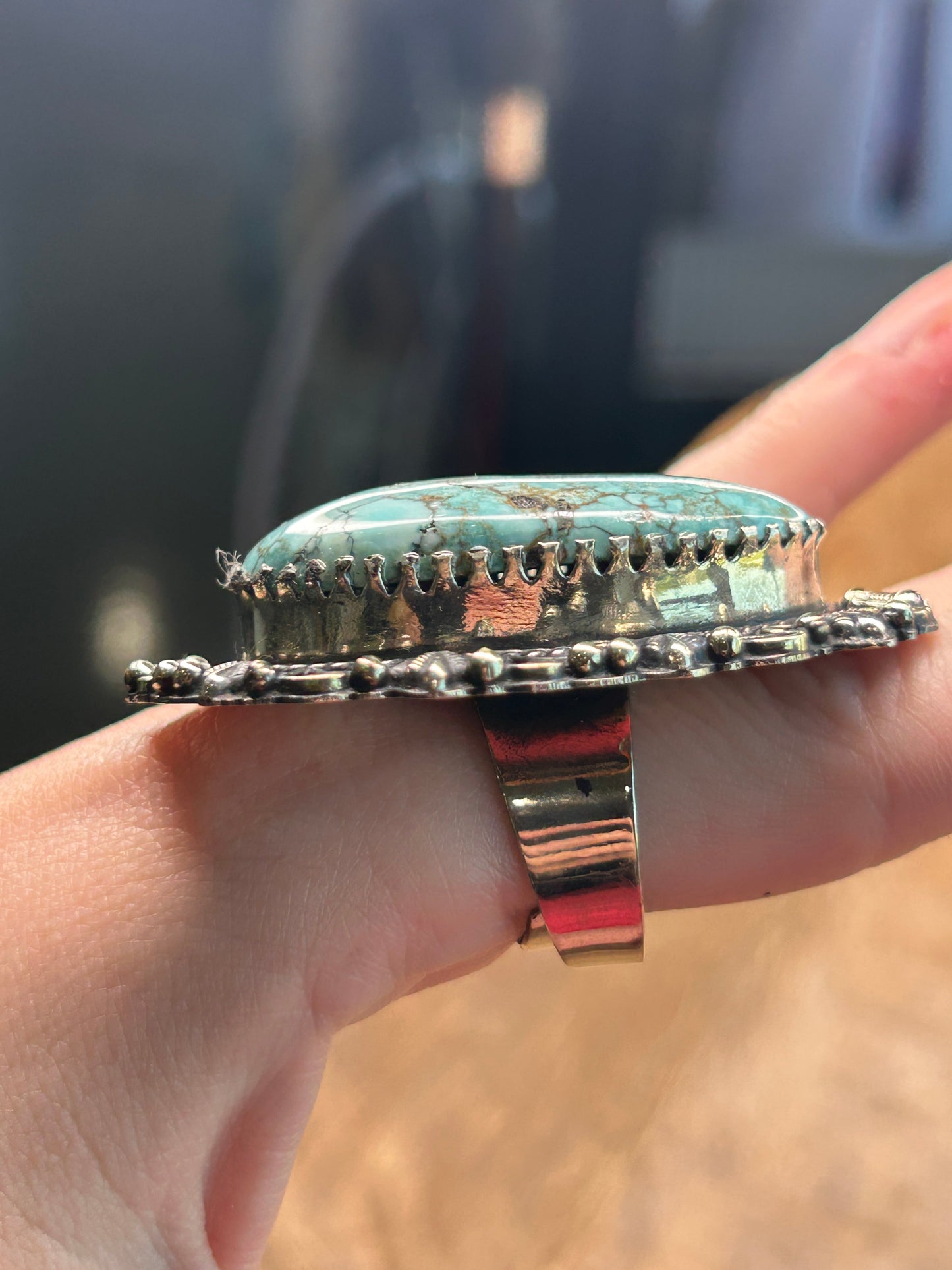 German Silver Light Blue Turquoise Ring C