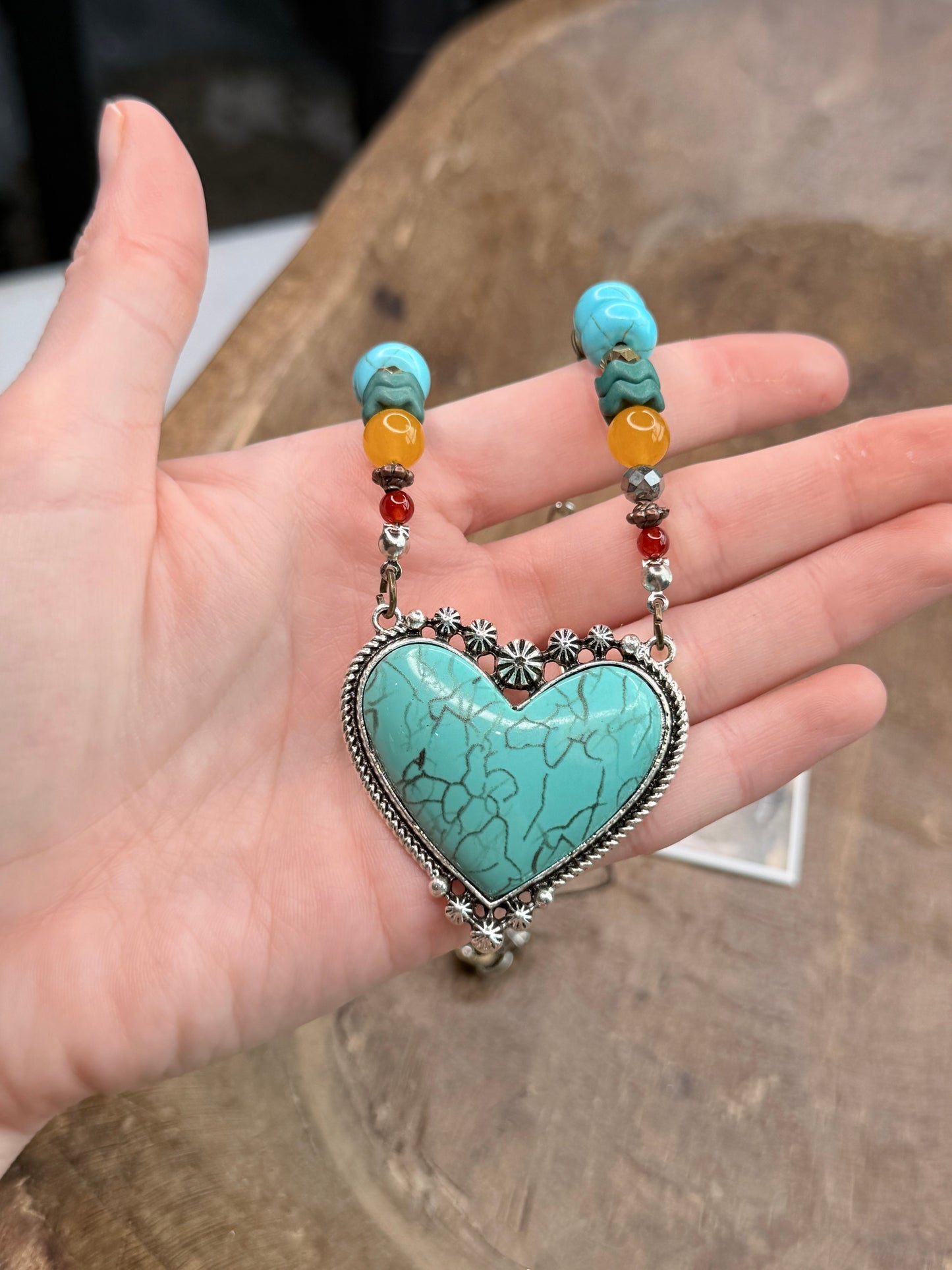 Lost & Found-Silver Turquoise Heart Necklace