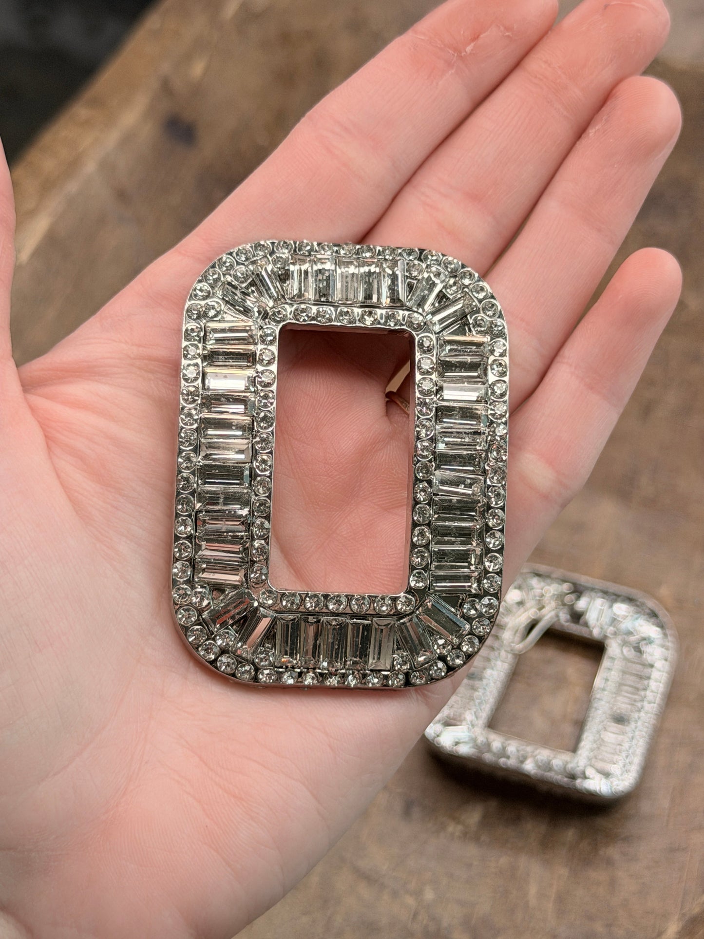 A Rare Bird- Silver Rhinestone Buckle Earrings