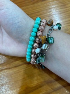 Rose Gold Dangle Stack-Set of 3