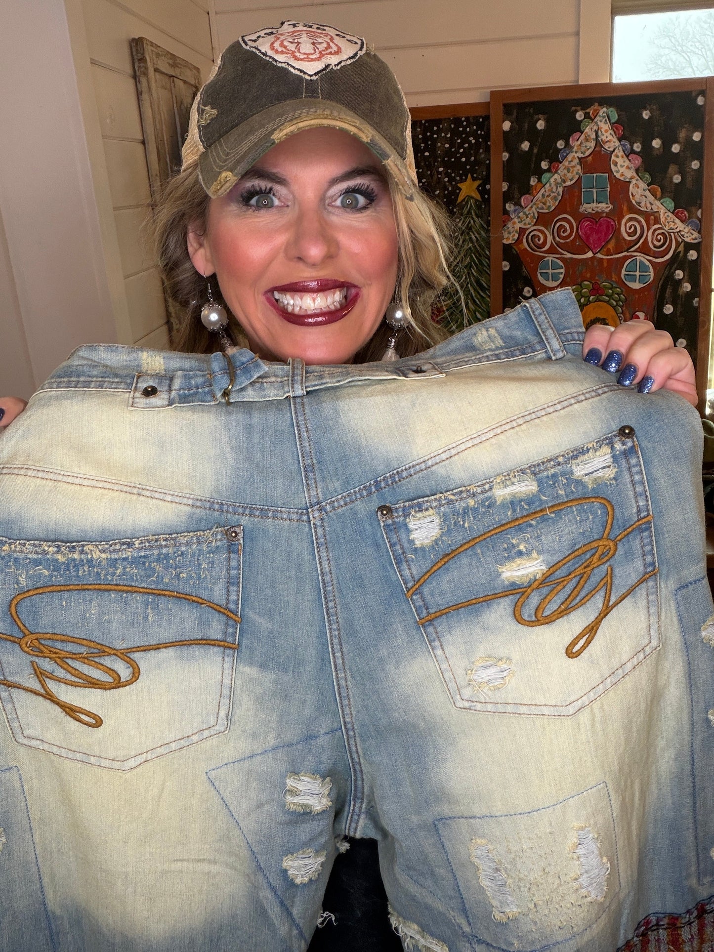 Jaded Gypsy- Peace and Love Jeans (Parchment) *Final Sale*