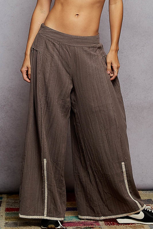 POL Side Ruffle Wide Pant (Charcoal) *Final Sale*