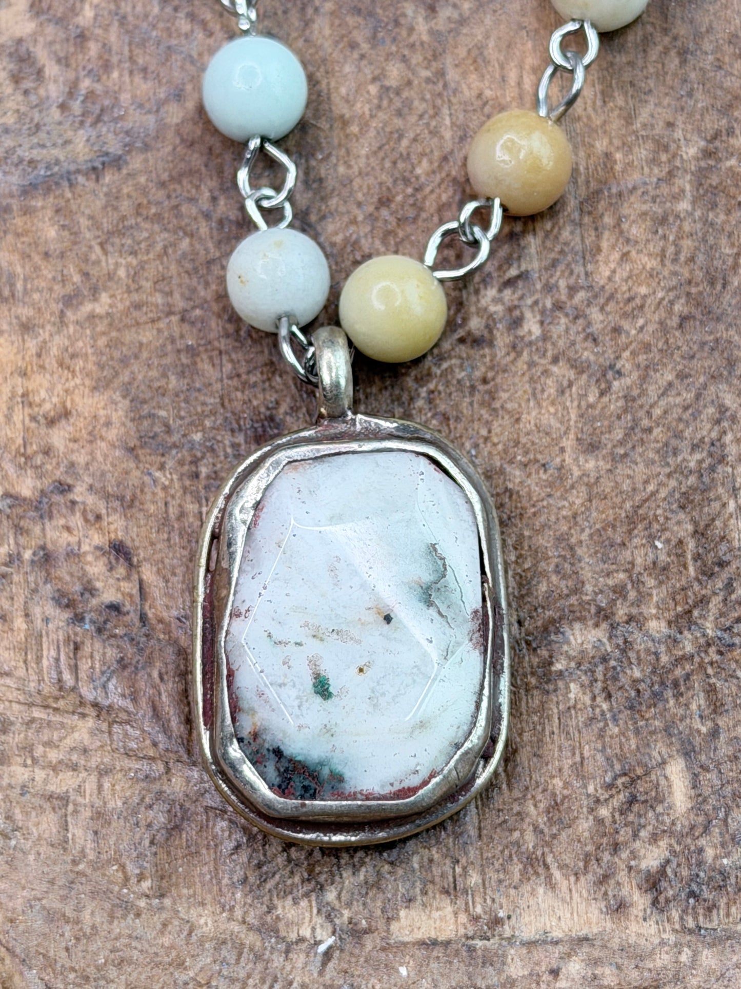 Soldered Dainty Moss Agate Necklace