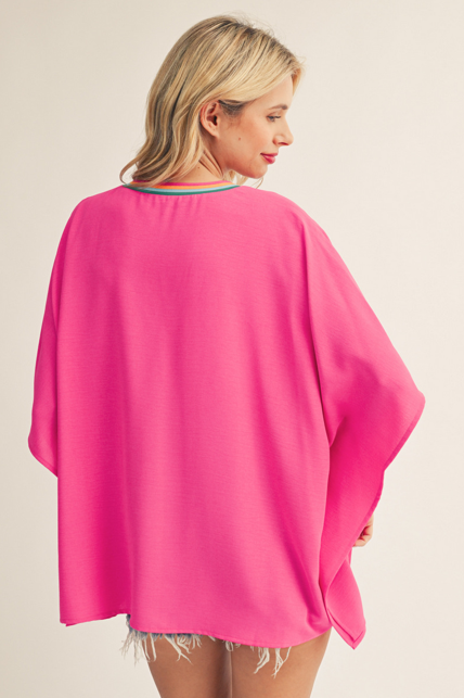 FINAL SALE Jodifl- Poncho Top (Hot Pink)