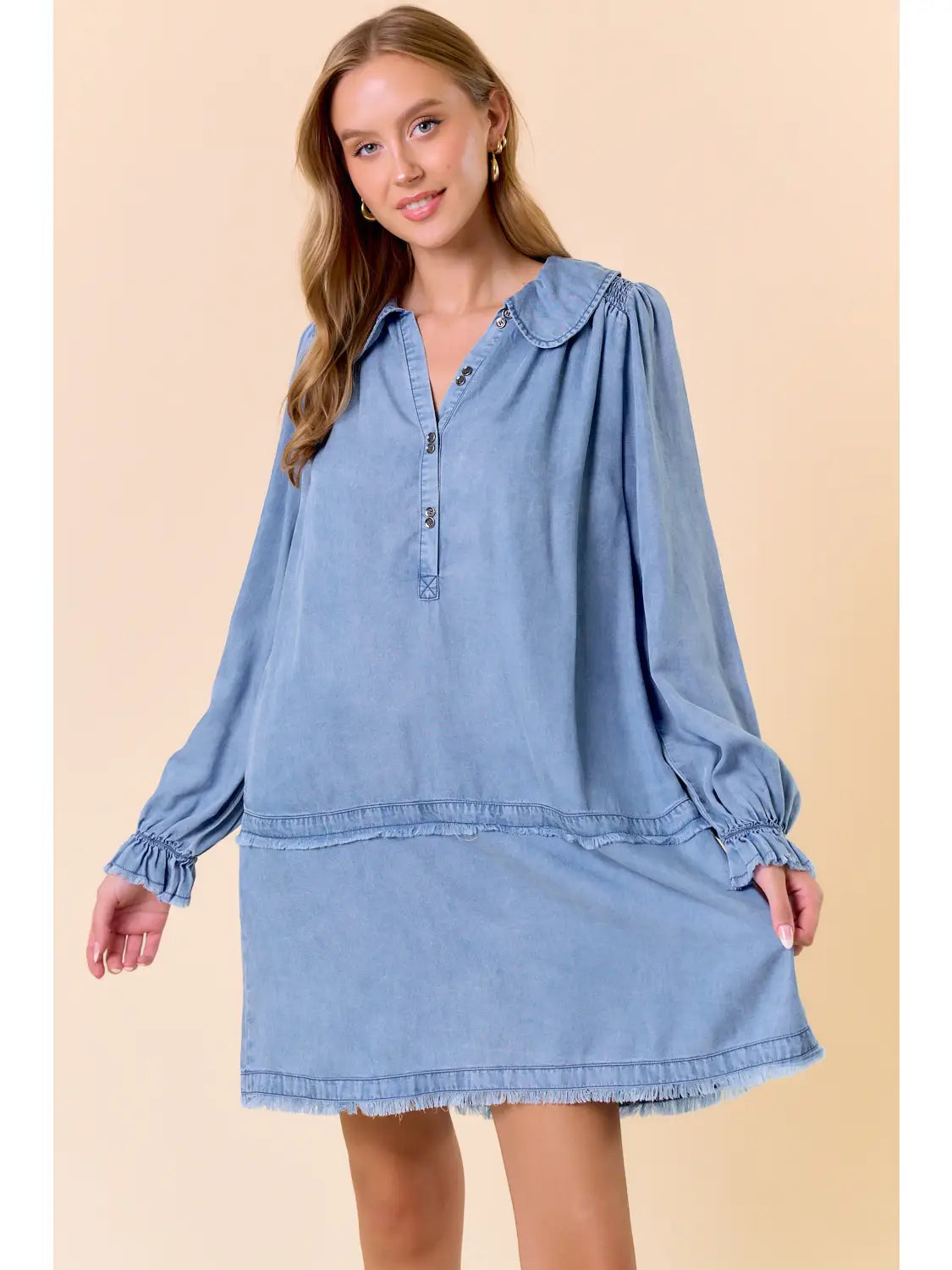 Peter Pan Collared Puff Dress (Lt. Denim) *Final Sale*