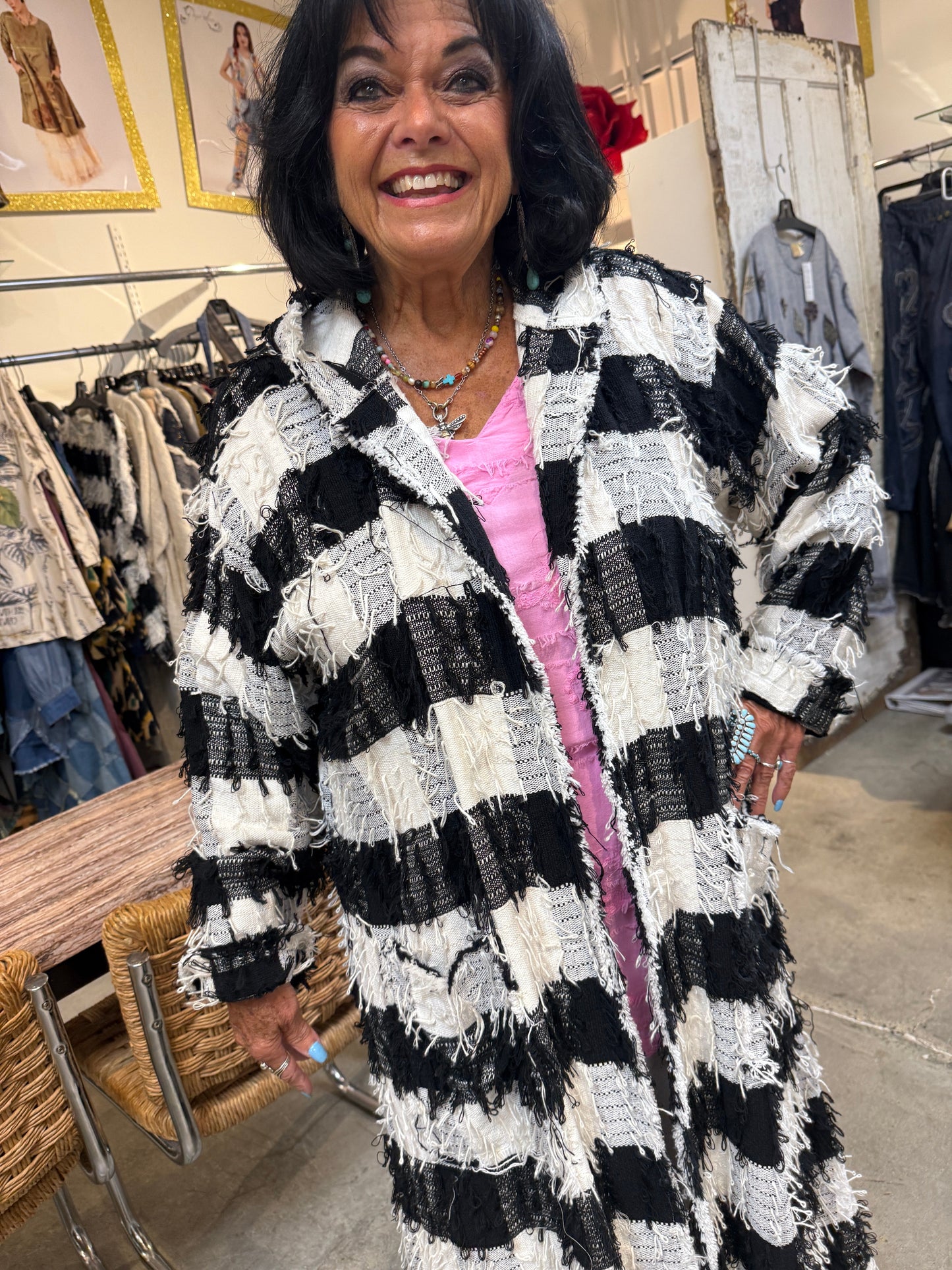 Paper Lace-Shaggy Black and White Jacket
