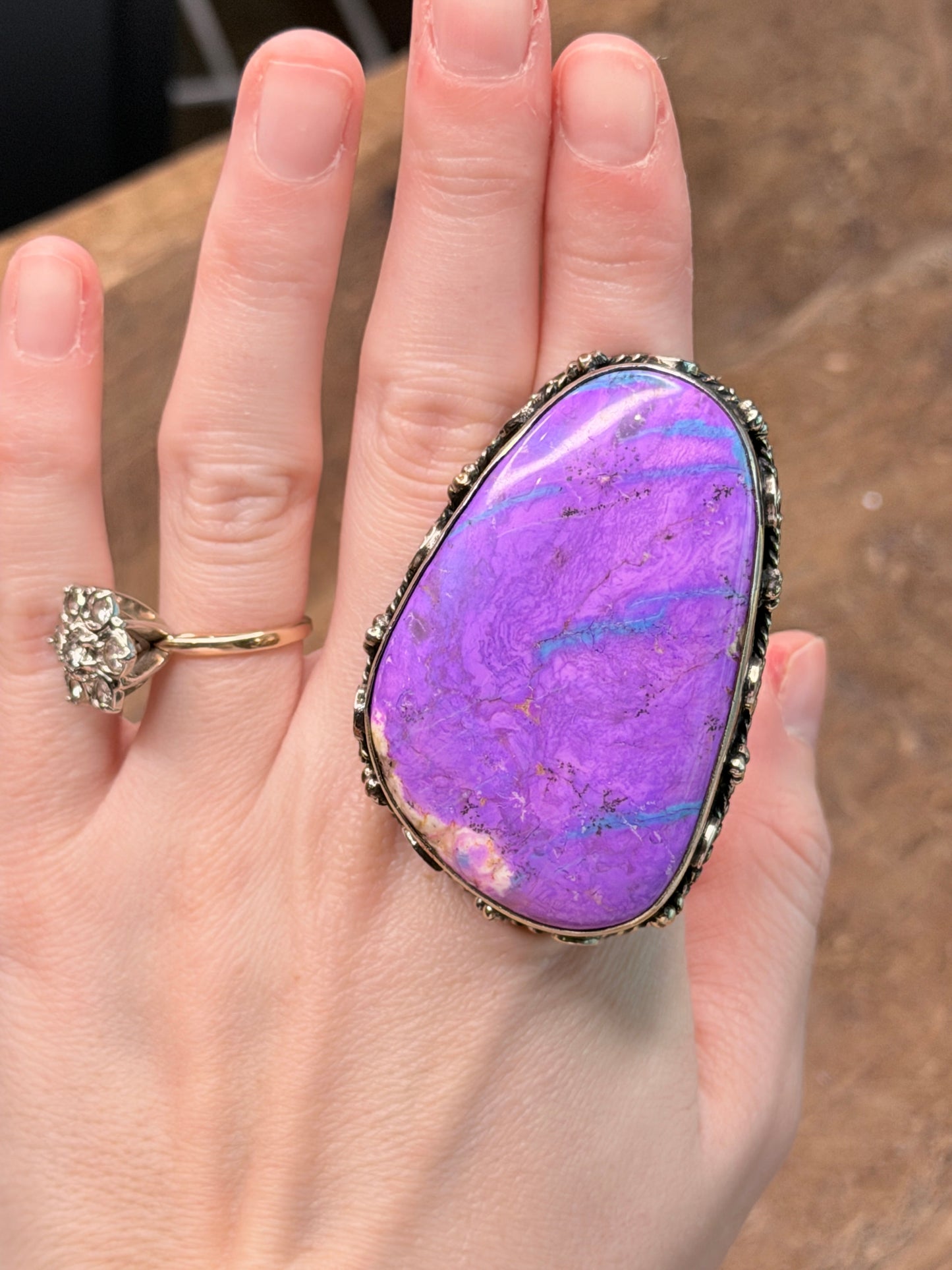 German Silver Mohave Purple Turquoise Ring (B)