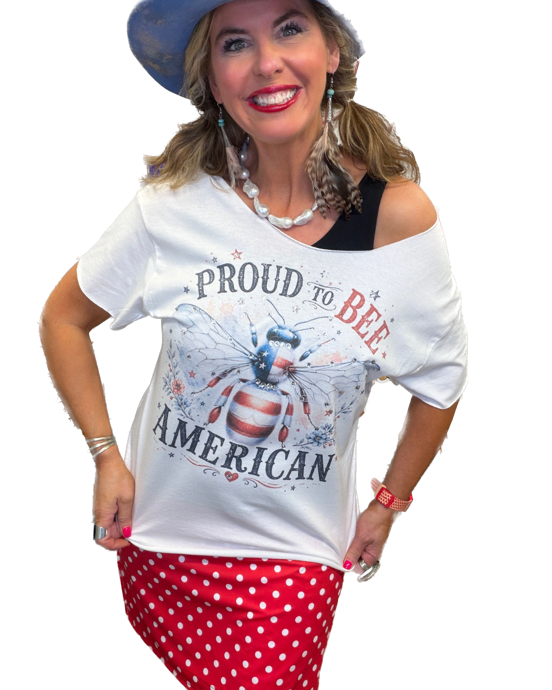 Proud To Bee American T-Shirt (Christy Cut) (Bling) - ERR Original *Final Sale*