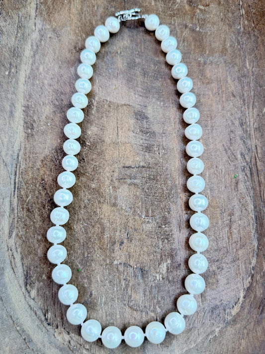 Round Cream Pearl Coated Necklace