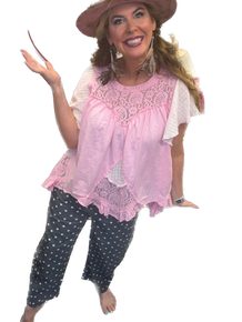 Oddi- High-rise Denim Polka Dot Bow-tied Pants (Denim)
