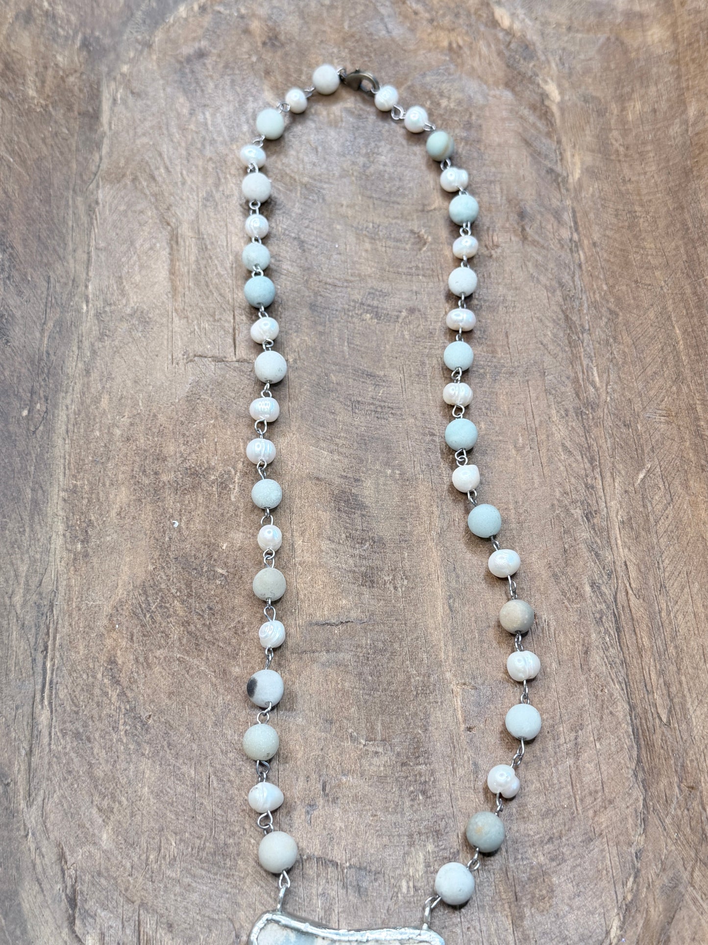 Soldered Aqua Terra Jasper Slab Necklace B