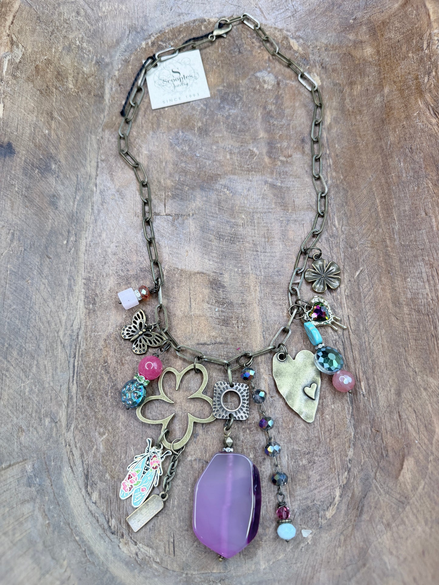 Gypsy Junk Pink Agate Slab Necklace