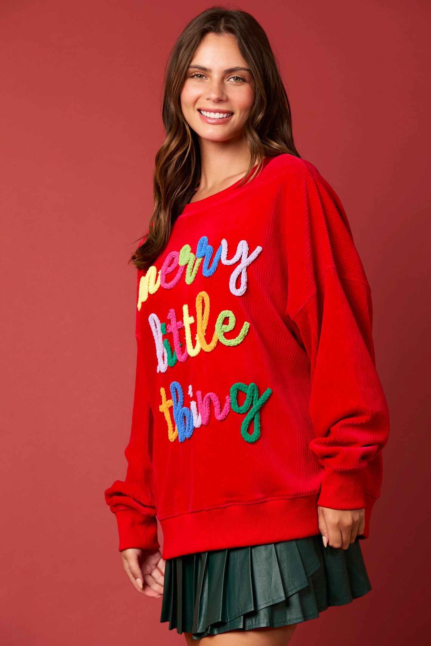 Multi Color Embroidered Knit Soft Merry Velvety Shirt *Final Sale*