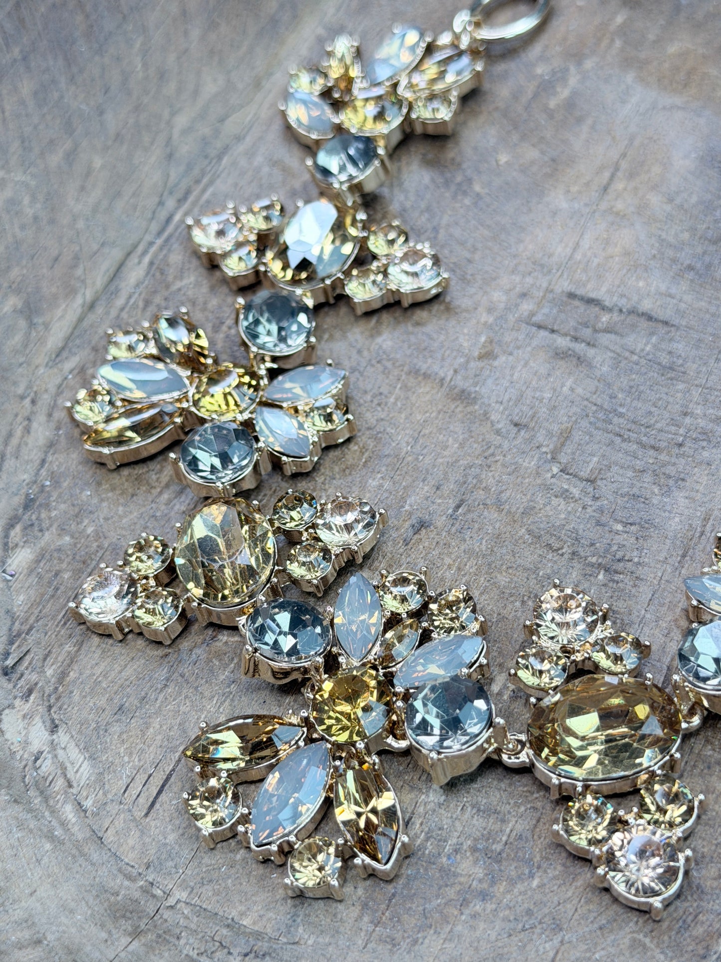 Yellow and Grey Crystal Evening Necklace
