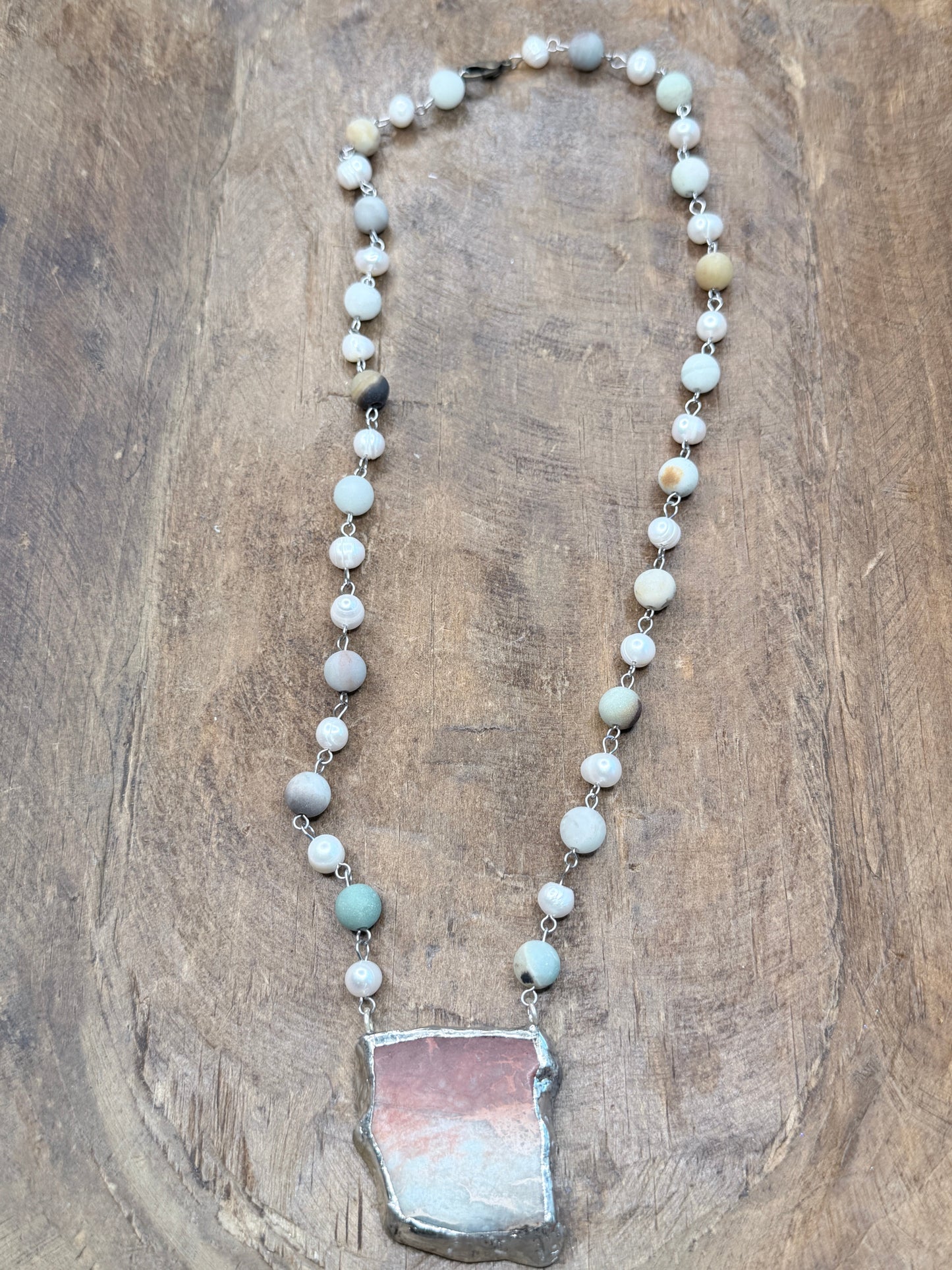 Soldered Aqua Terra Jasper Slab Necklace C