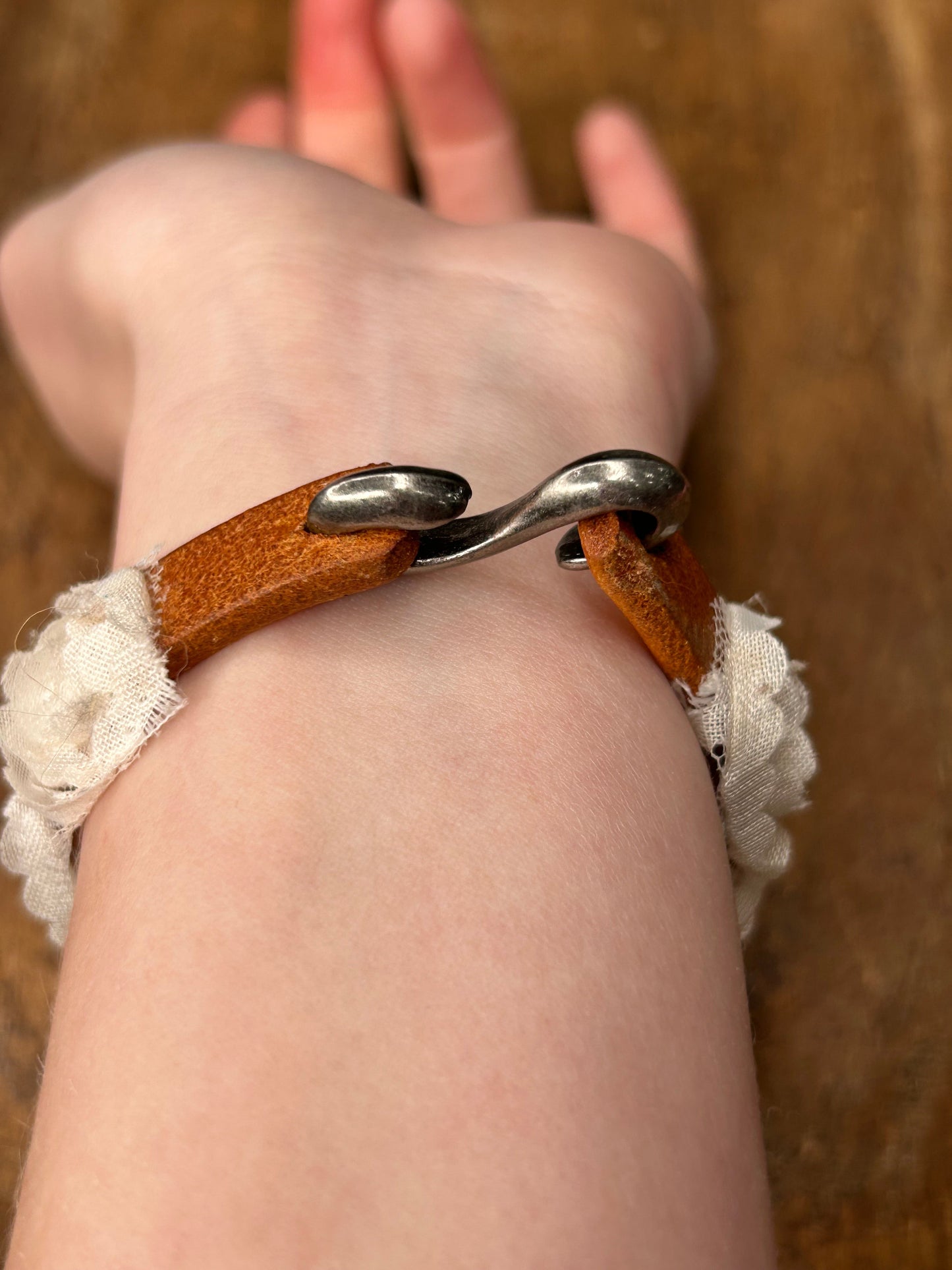 Lacey Flowers Leather Cuff