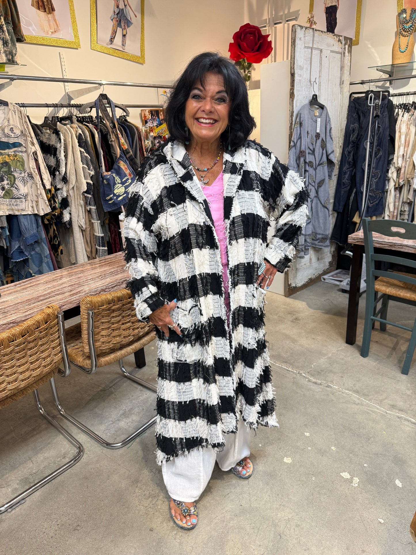 Paper Lace-Shaggy Black and White Jacket