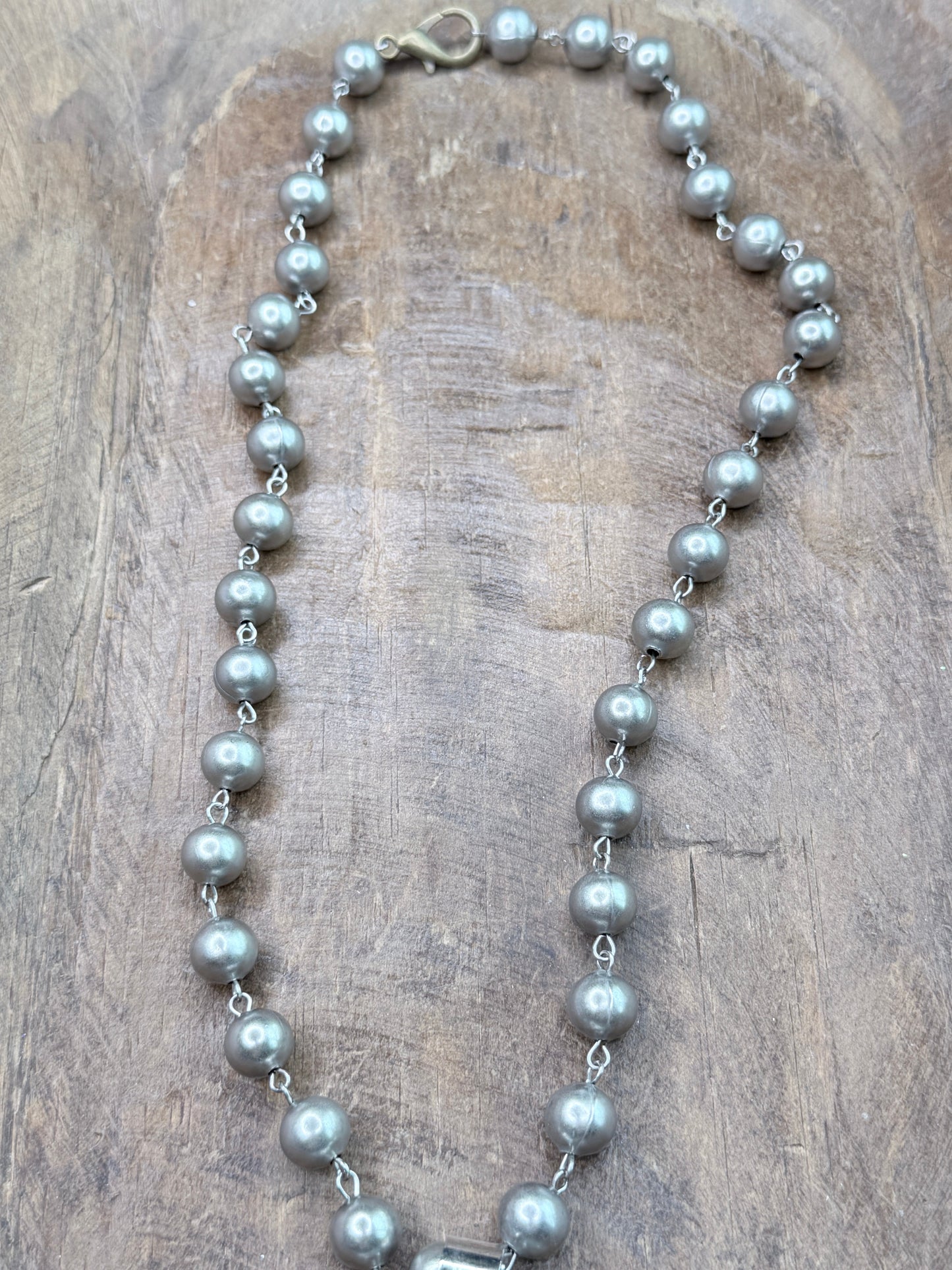 German Silver Carved Turquoise Cluster Necklace
