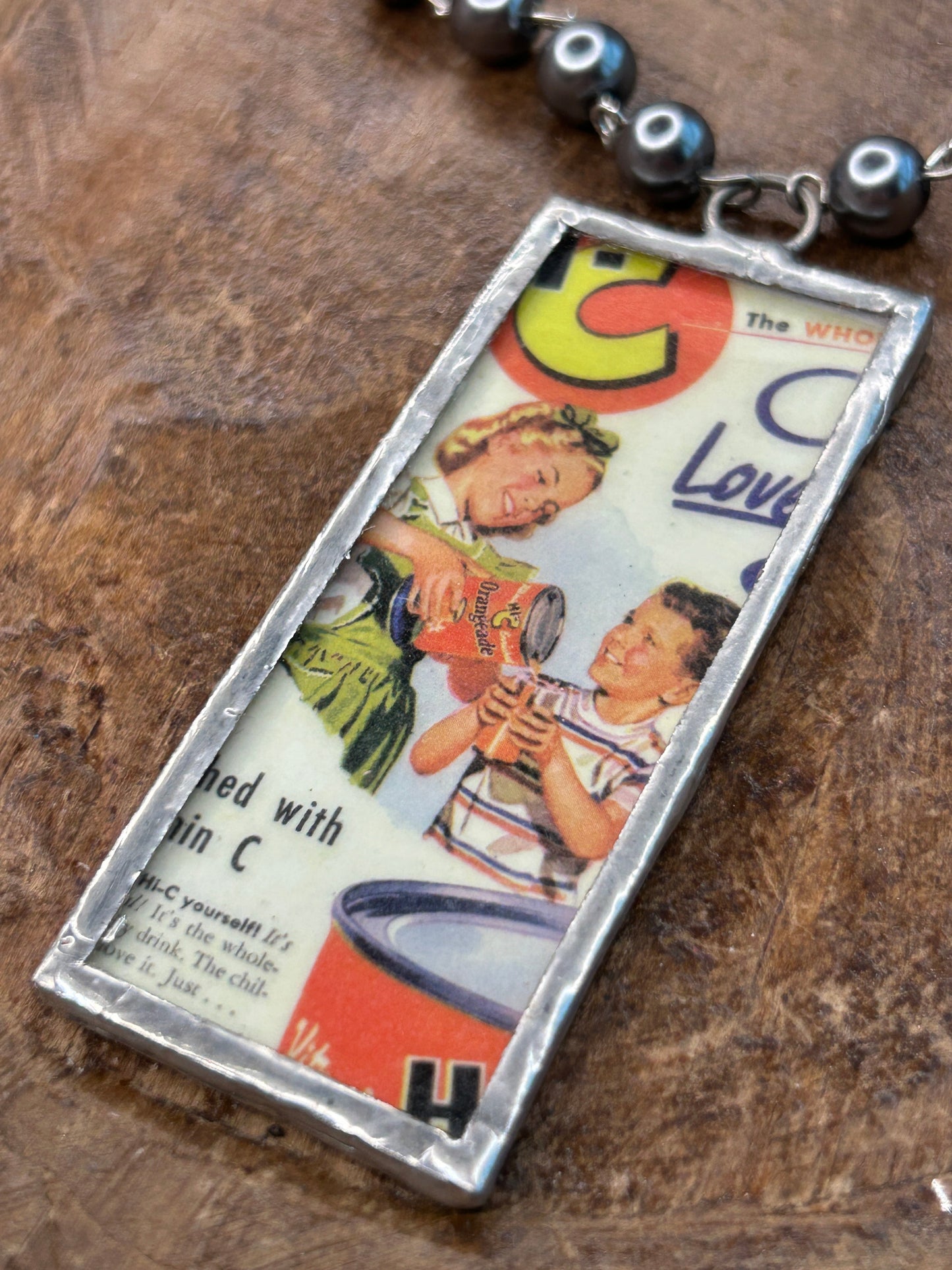 Soldered Vintage Print Necklace