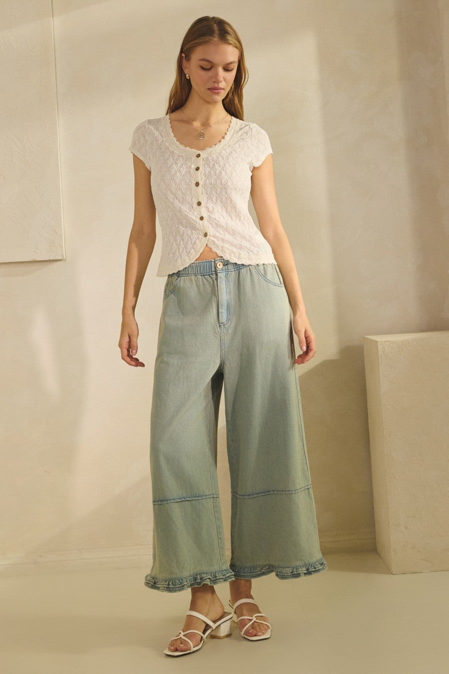 Oddi- Wide Leg Denim Pants (Chambray)