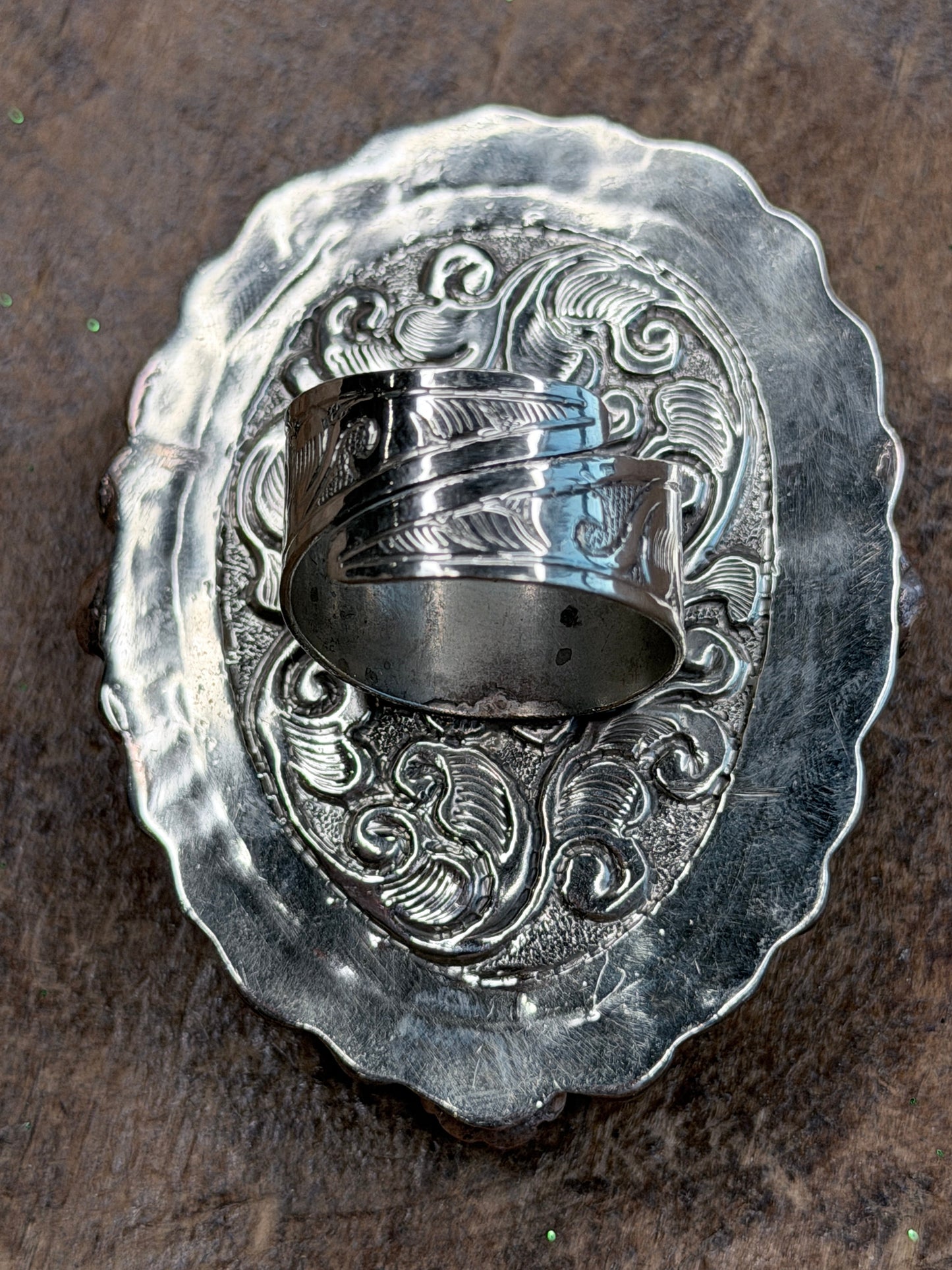 Tibetan Silver Bone Carved Chief Ring