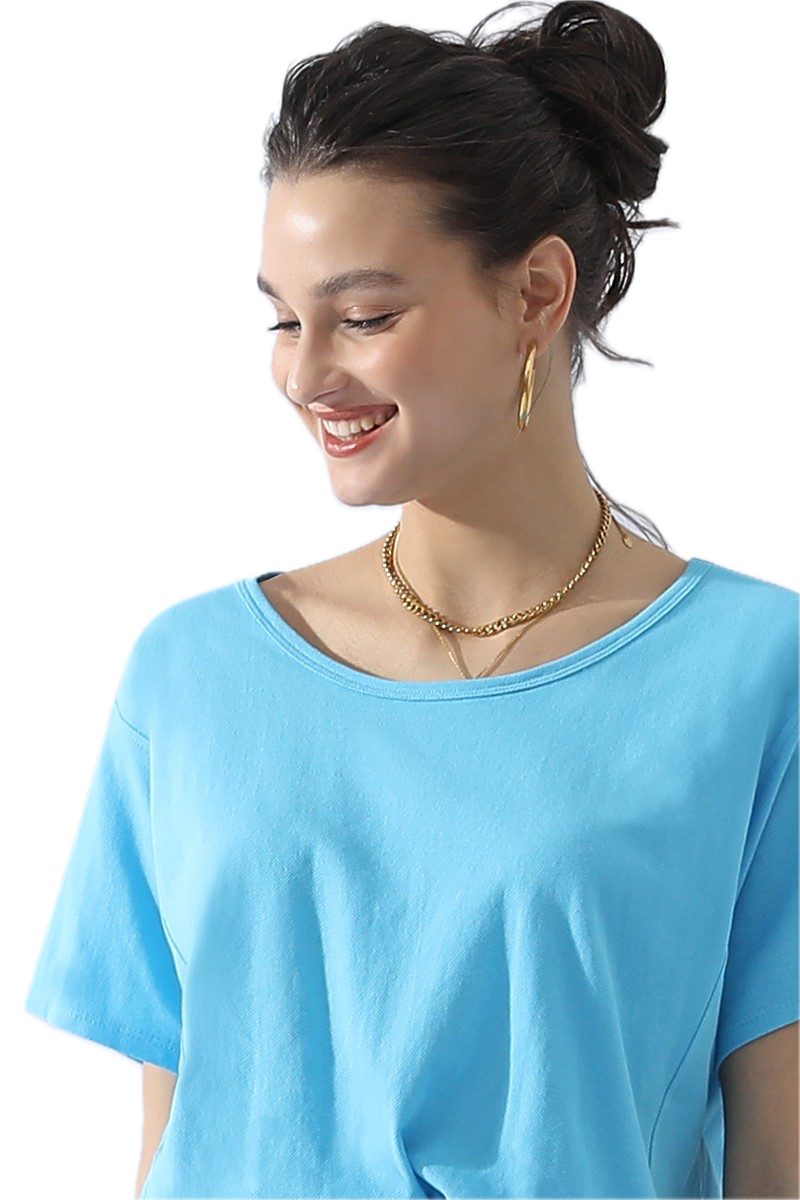 Round Neck Short Sleeve Top (Aqua) *Final Sale*