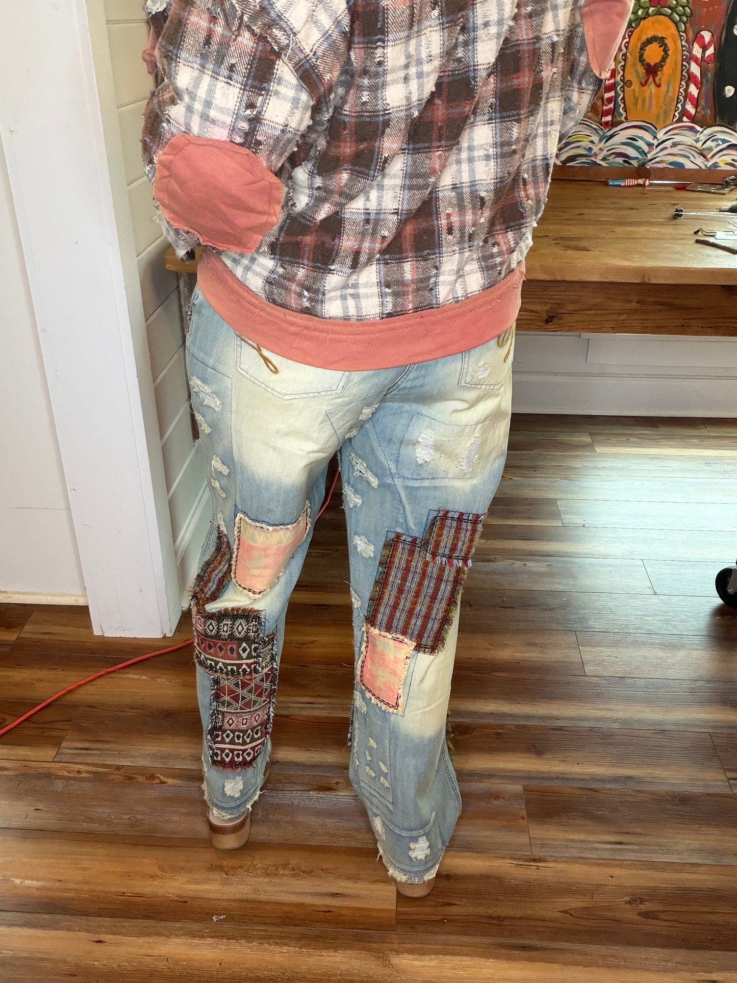 Jaded Gypsy- Peace and Love Jeans (Parchment) *Final Sale*