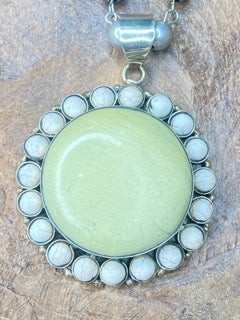 German Silver Sunshine Agate Necklace