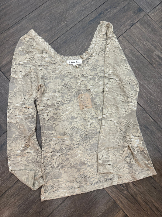 Rare Bird- Lace Layer Shirt (Tan) (pre order)