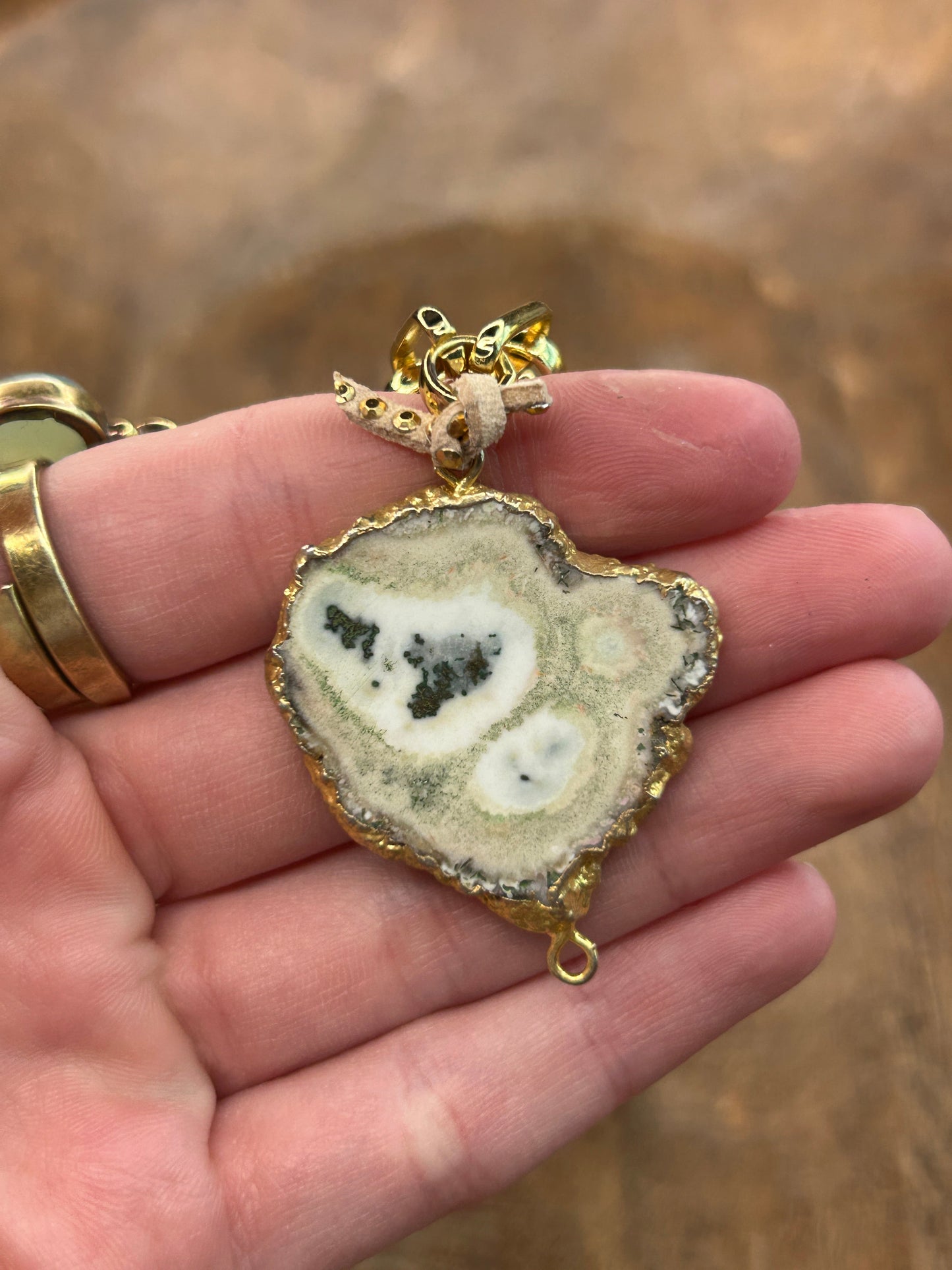 Gold Soldered Agate Slab Necklace