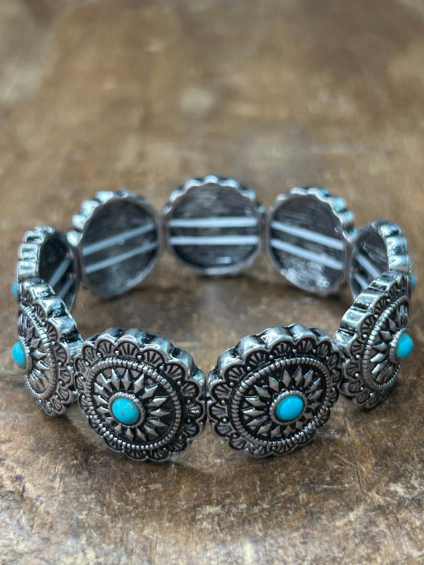 Dainty Turquoise Concho Stretch Bracelet