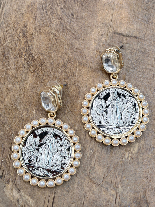 Silver and Gold Coin Earrings (A)
