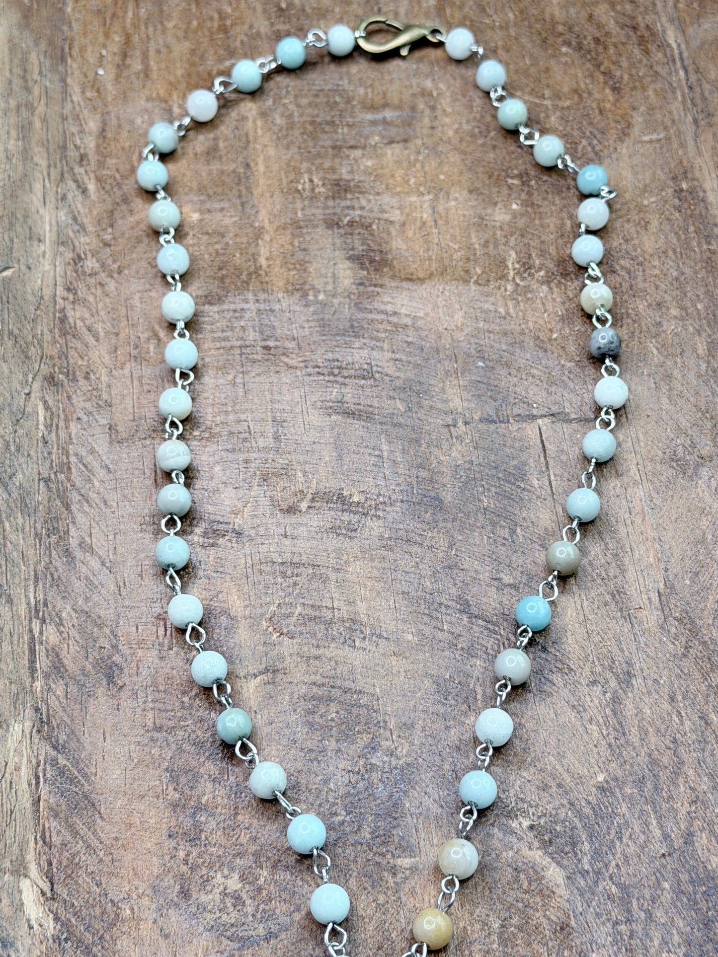 Soldered Dainty Moss Agate Necklace