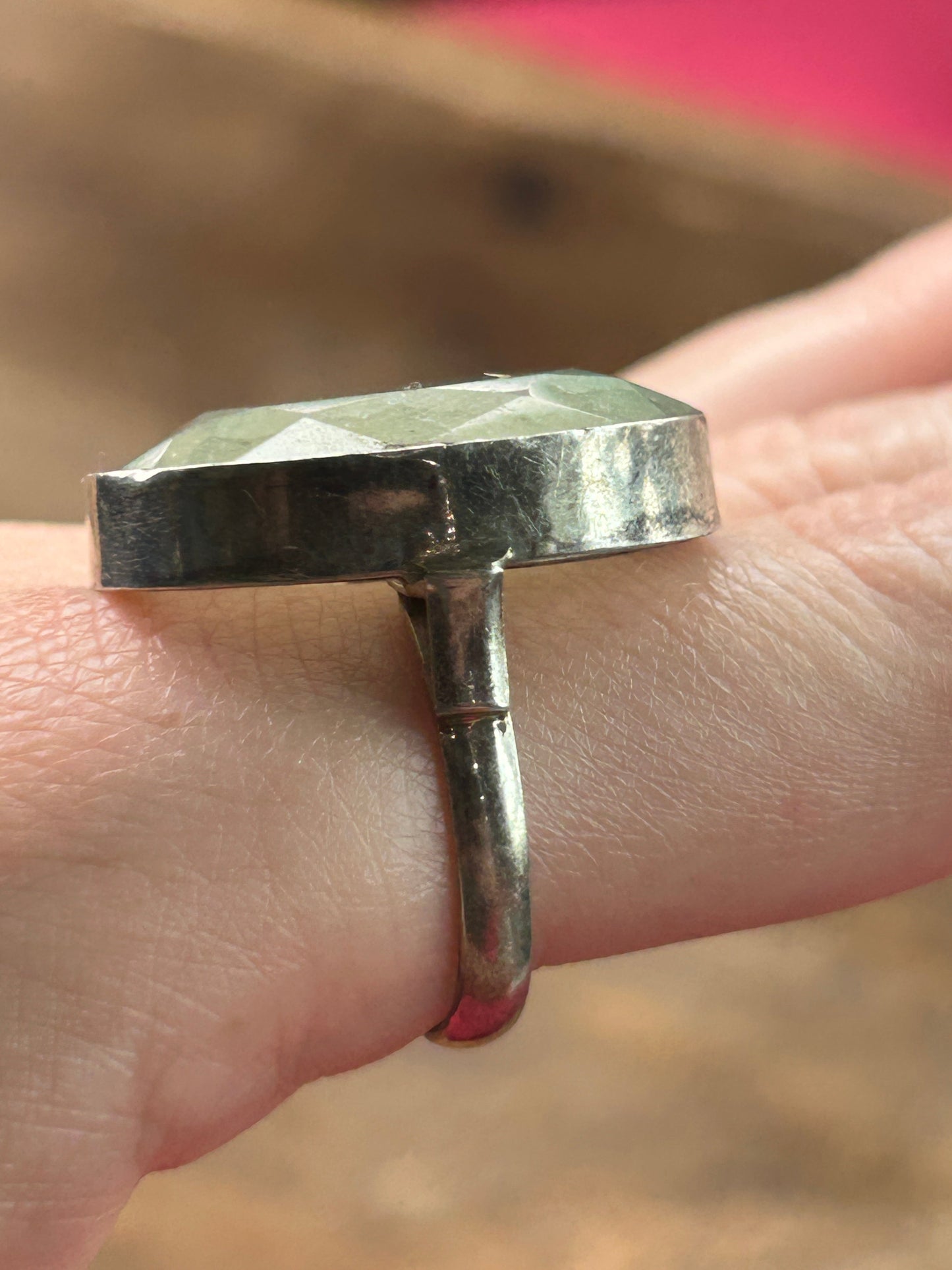 German Silver Dainty Aquamarine Ring