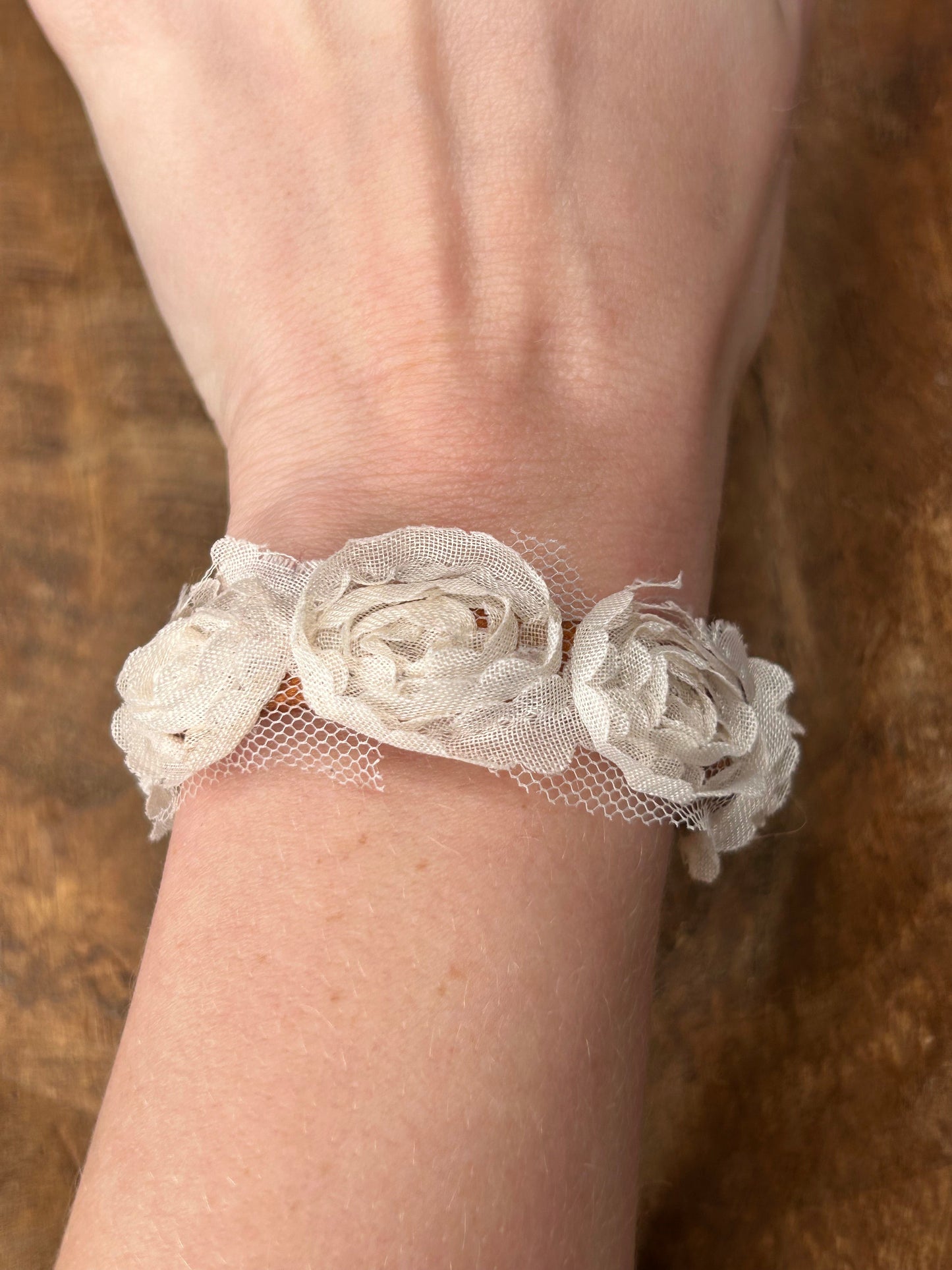 Lacey Flowers Leather Cuff