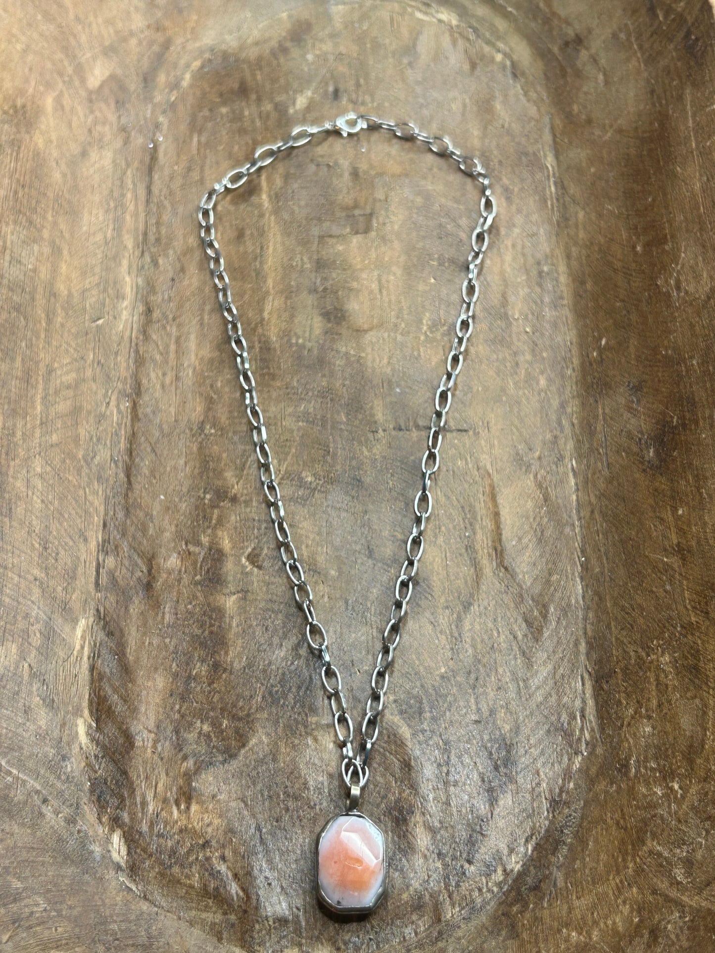 Dainty Soldered Pink/Red Agate Necklace