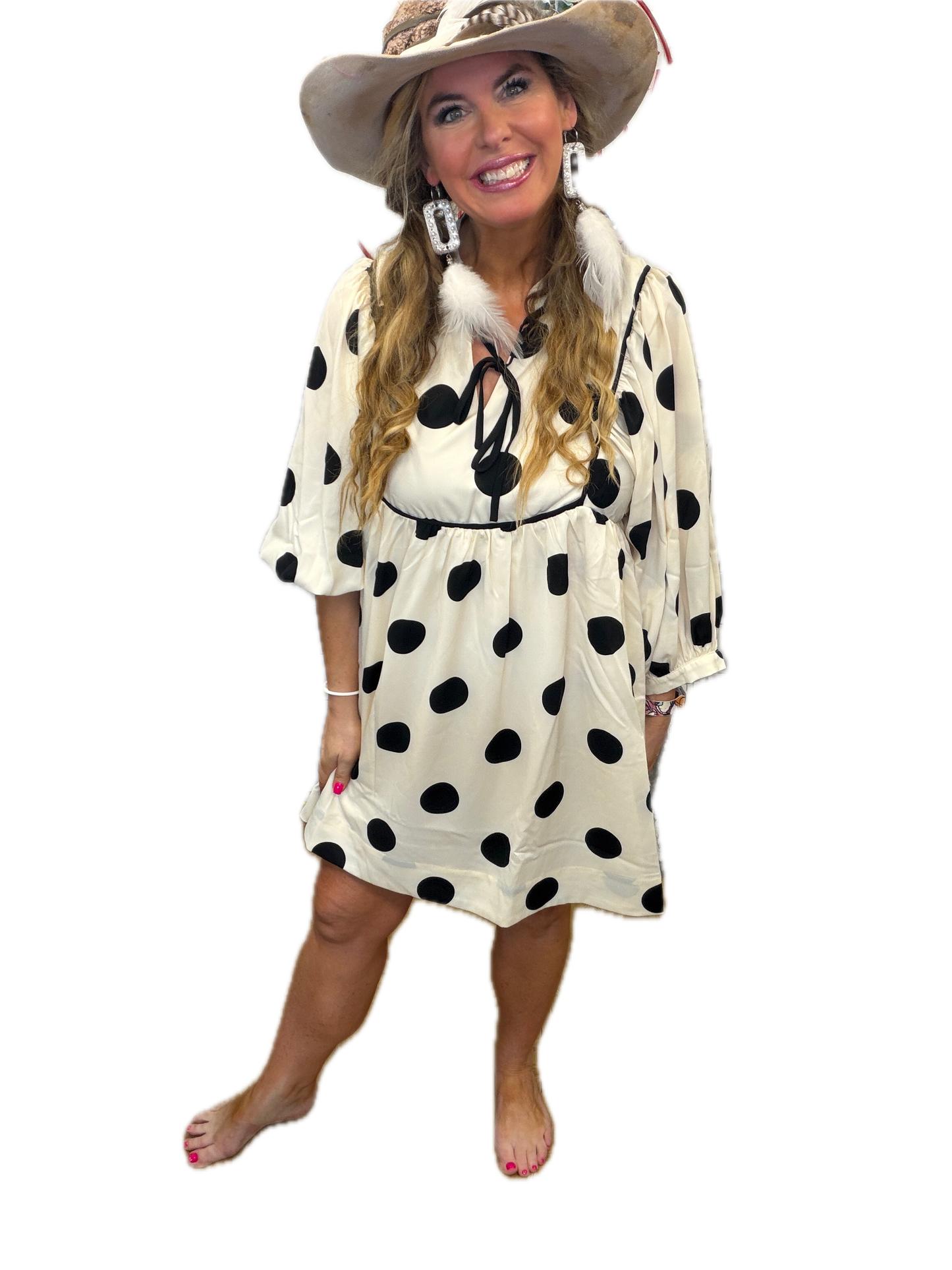 Jodifl- Polka Dot Dress (Cream)