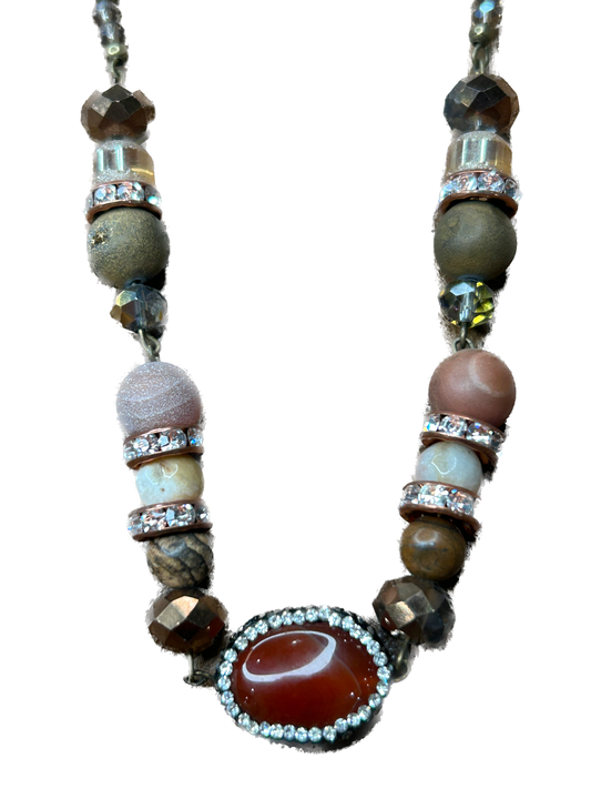 ERR Original- Carnelian Earth Toned Beaded Necklace