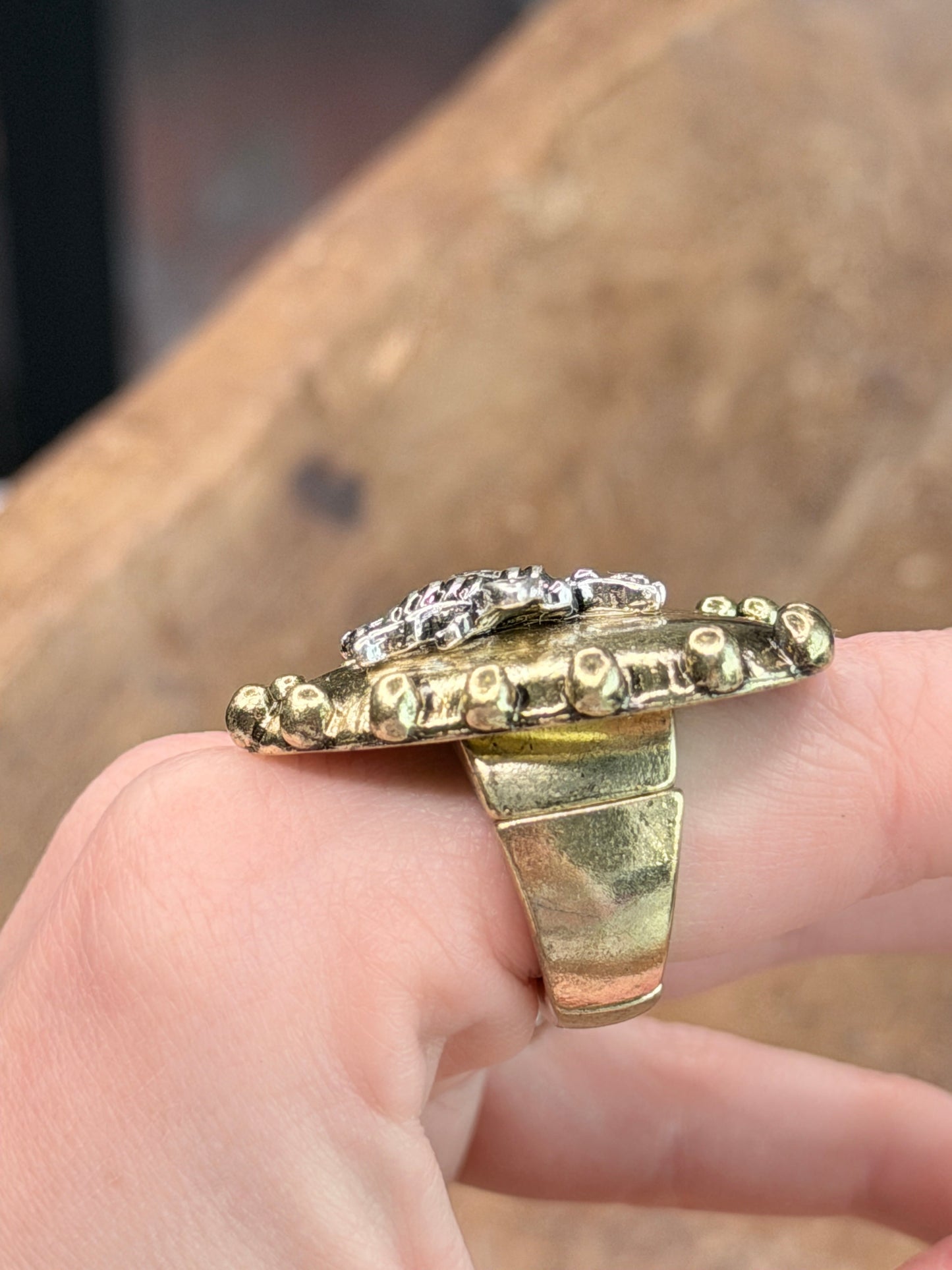 Golden Bee Heart Ring