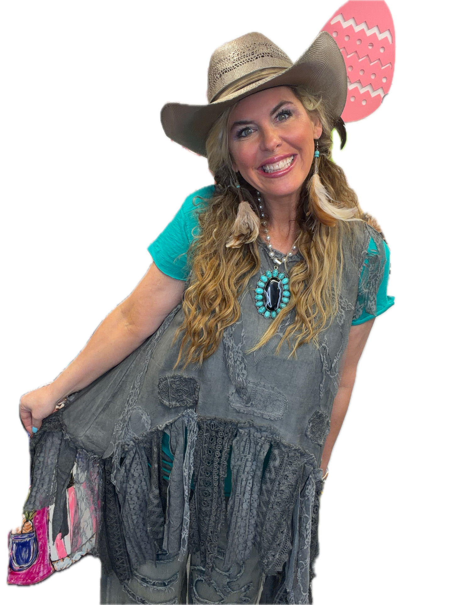 Final Sale Jaded Gypsy- Move With The Wind Tank (Charcoal)