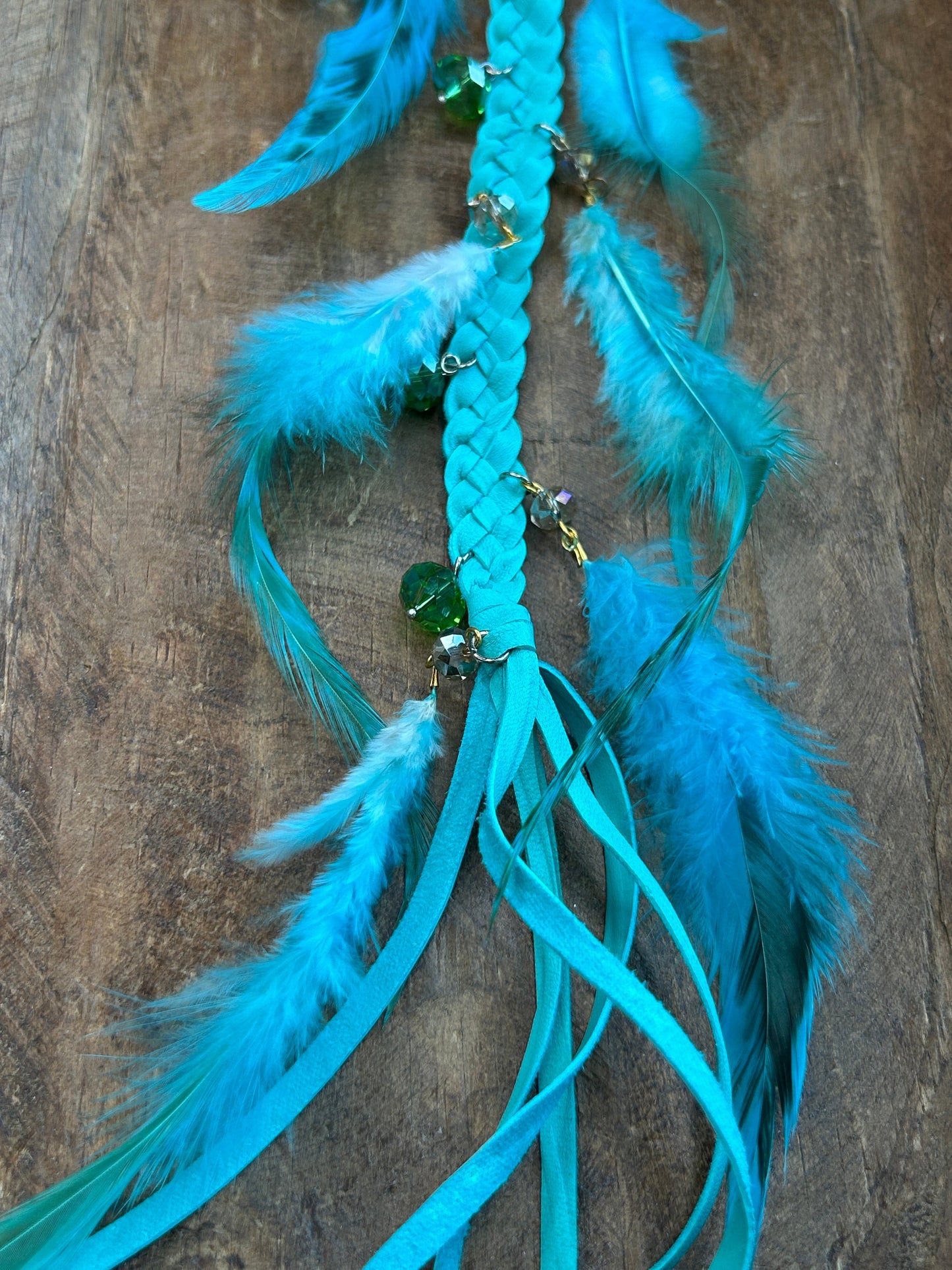 Turquoise Braided Feather Hair Clip