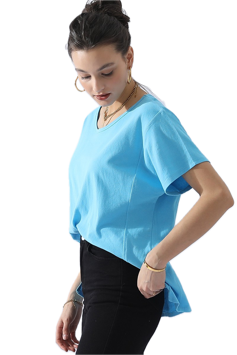 Round Neck Short Sleeve Top (Aqua) *Final Sale*
