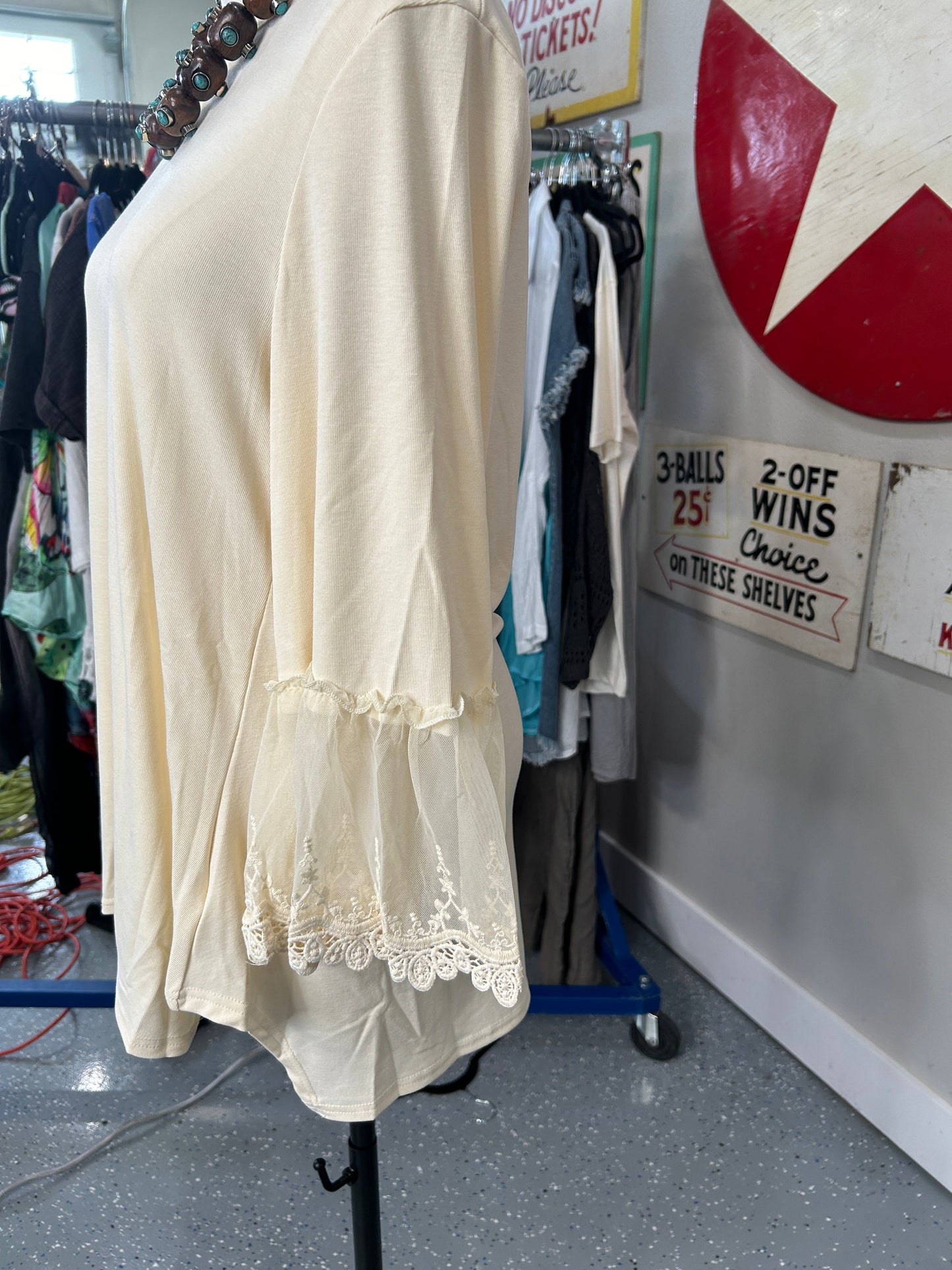 Origami- Lace 3/4 Sleeve Top (BEIGE) (Final Sale) *Final Sale*