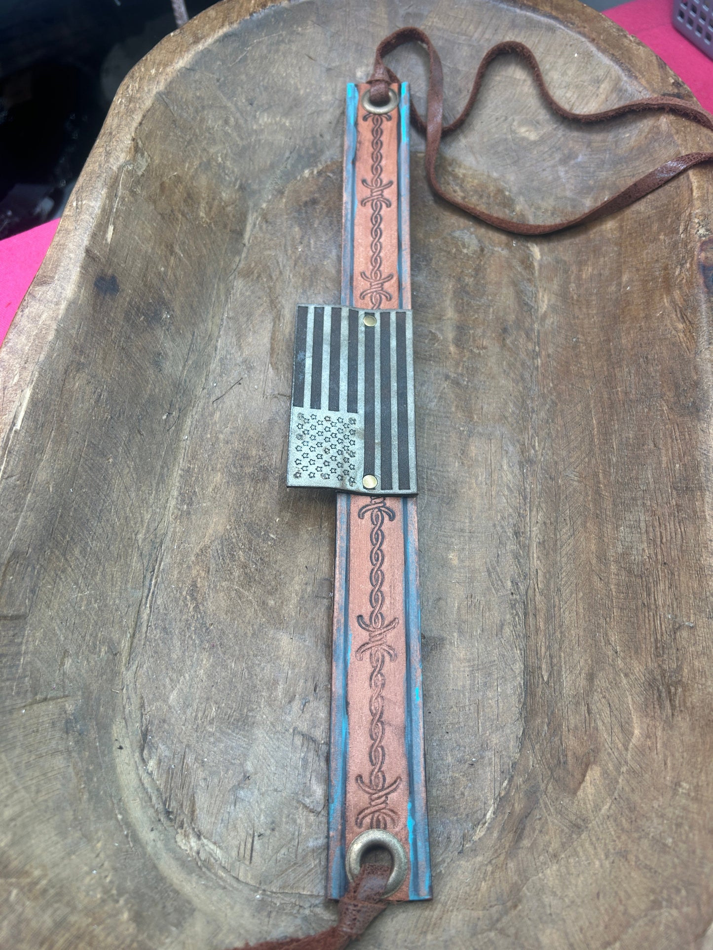 A Rare Bird - American Flag Hat Band (Leather Black/Grey)
