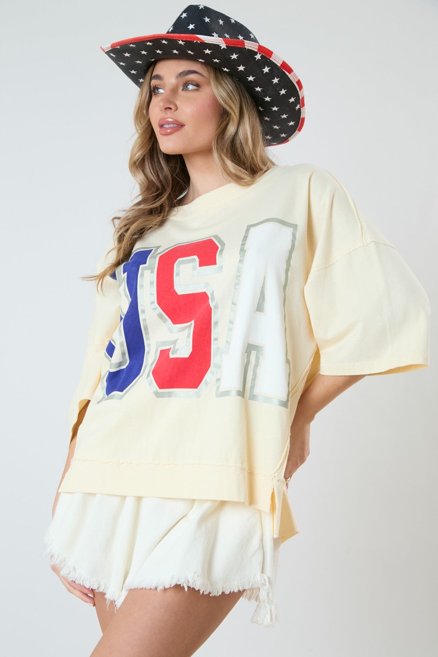 Peach Love- USA Graphic T-Shirt (Cream) *Final sale*