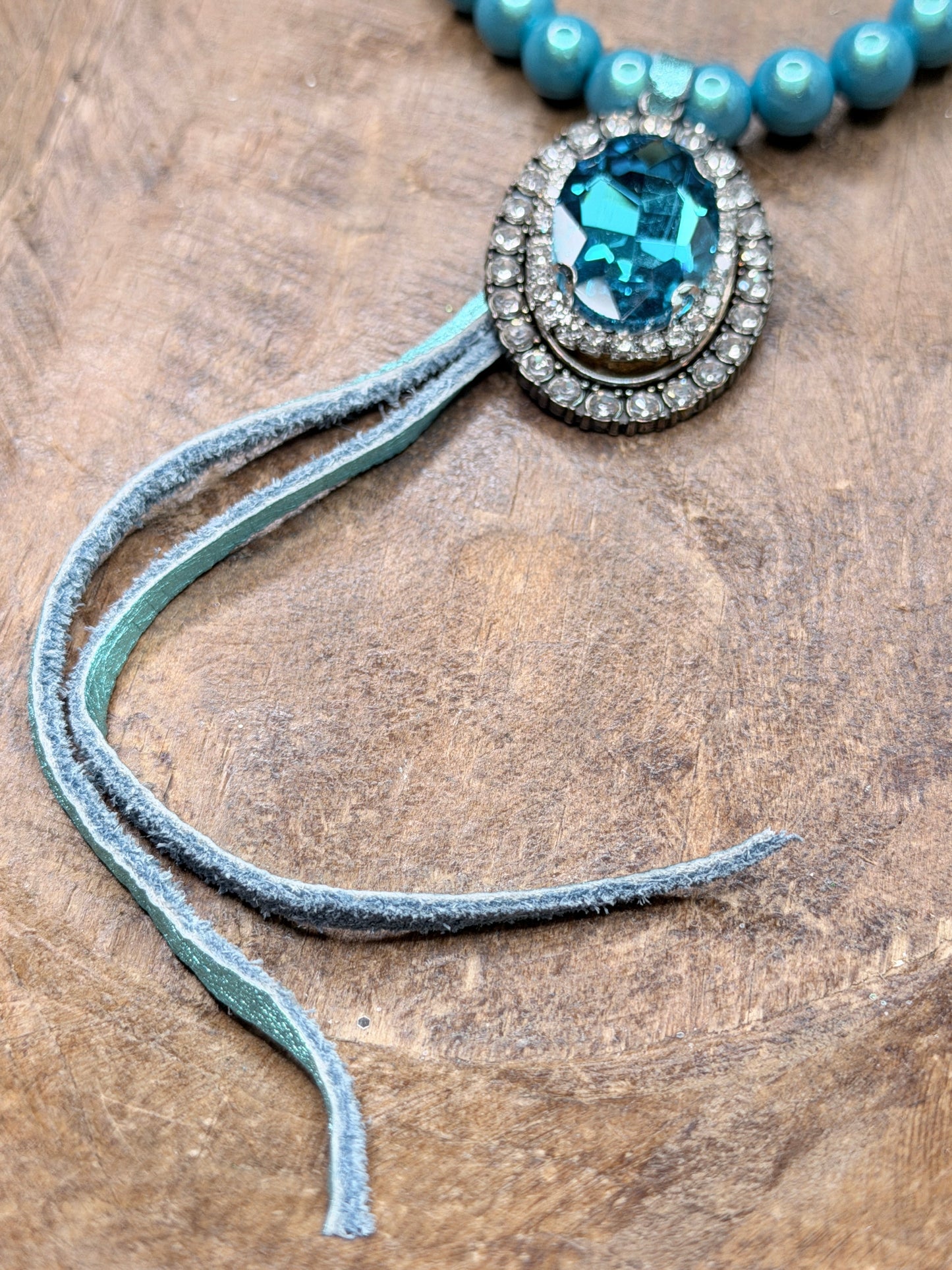 Sandra Ling Designs- Blue Miracle Bead Rhinestone Necklace