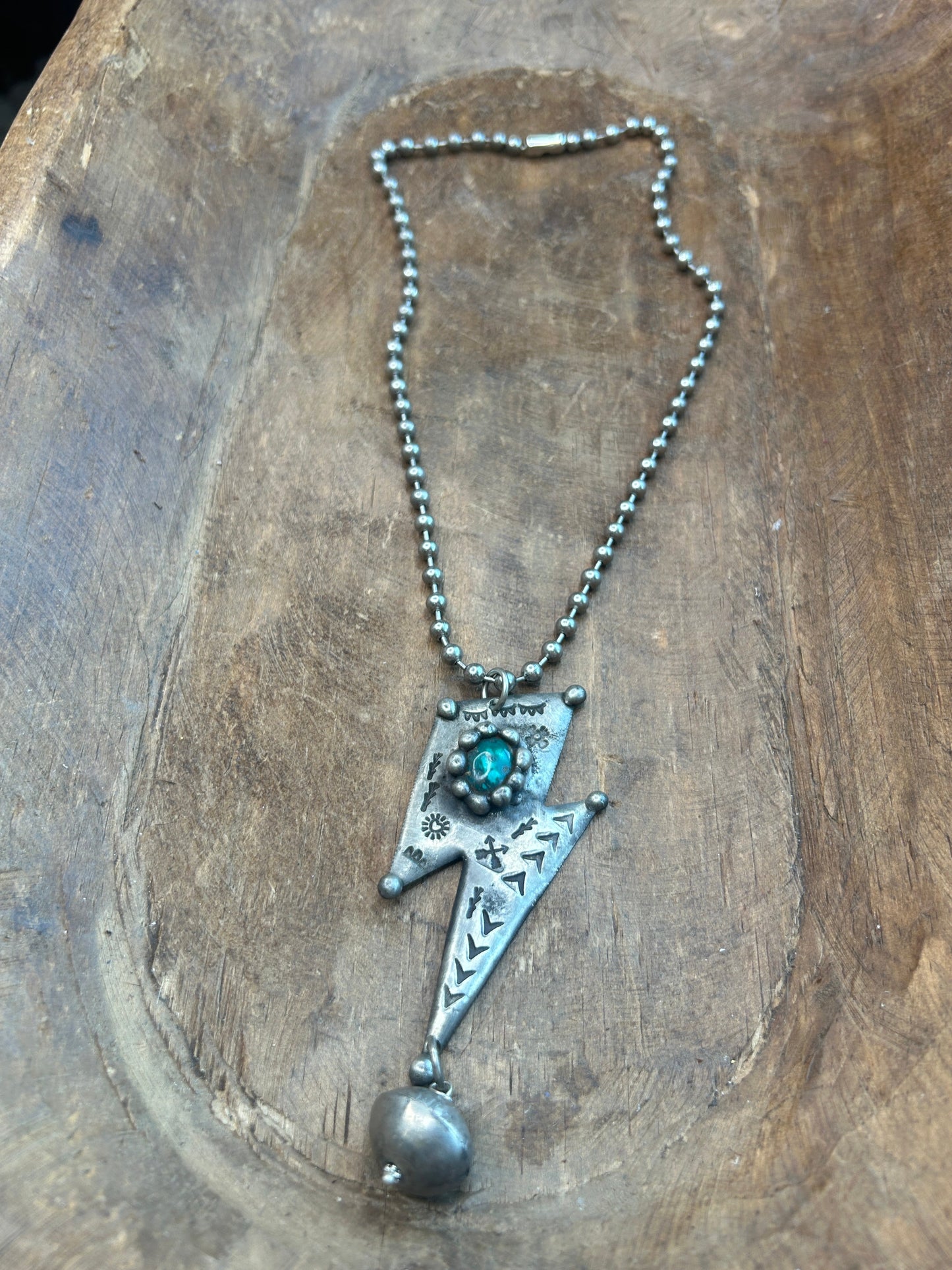 Art By Amy- Turquoise Lightning Bolt Necklace