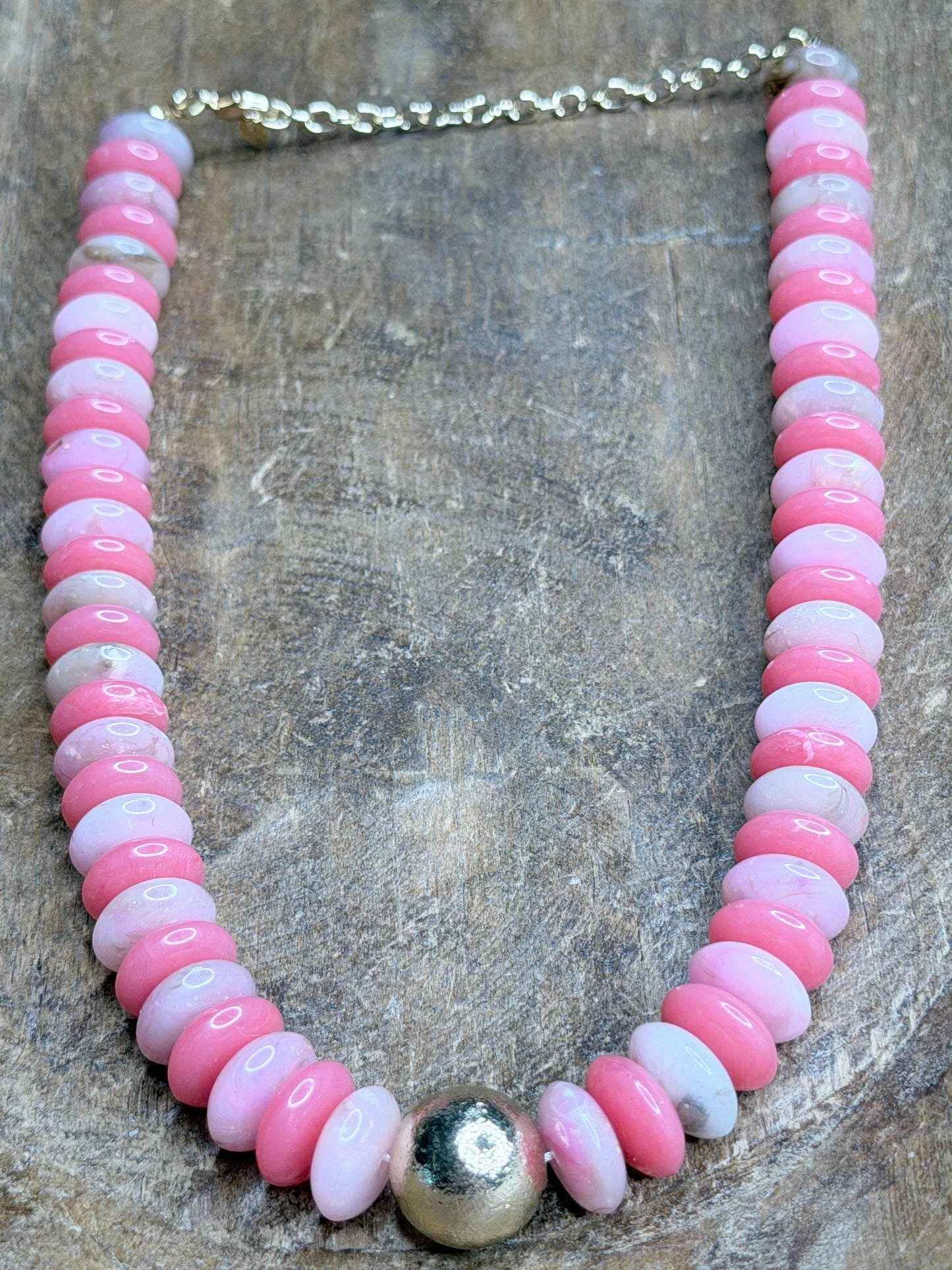 Pink and Gold Beaded Necklace