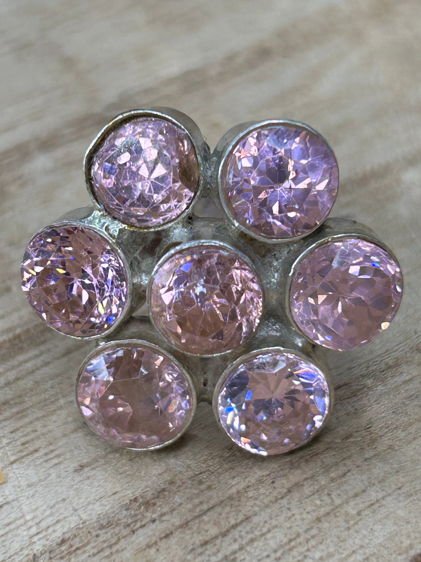 German Silver Morganite Flower Ring