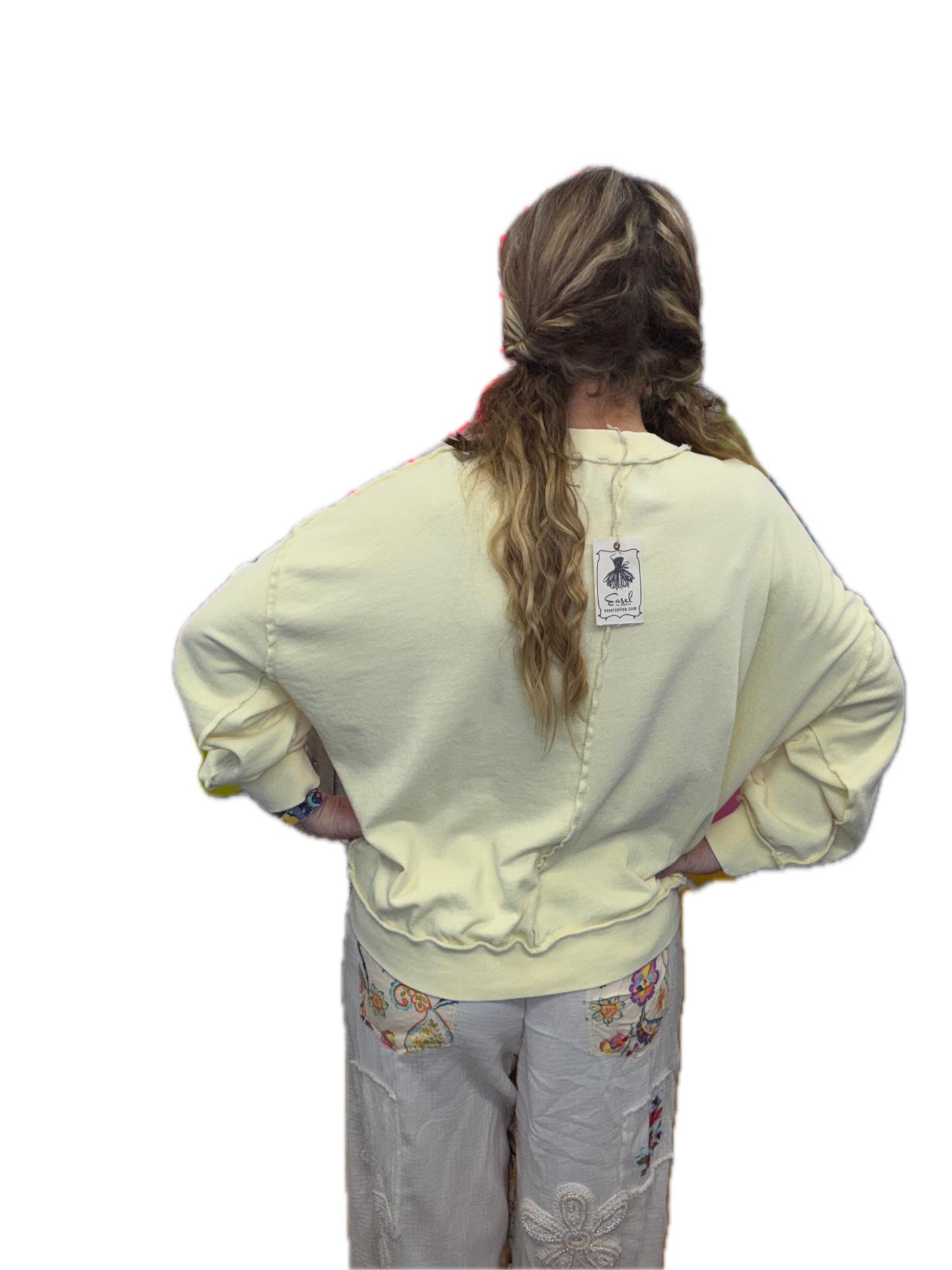 EASEL - Cut Out Mineral Washed Pullover (Lemon)